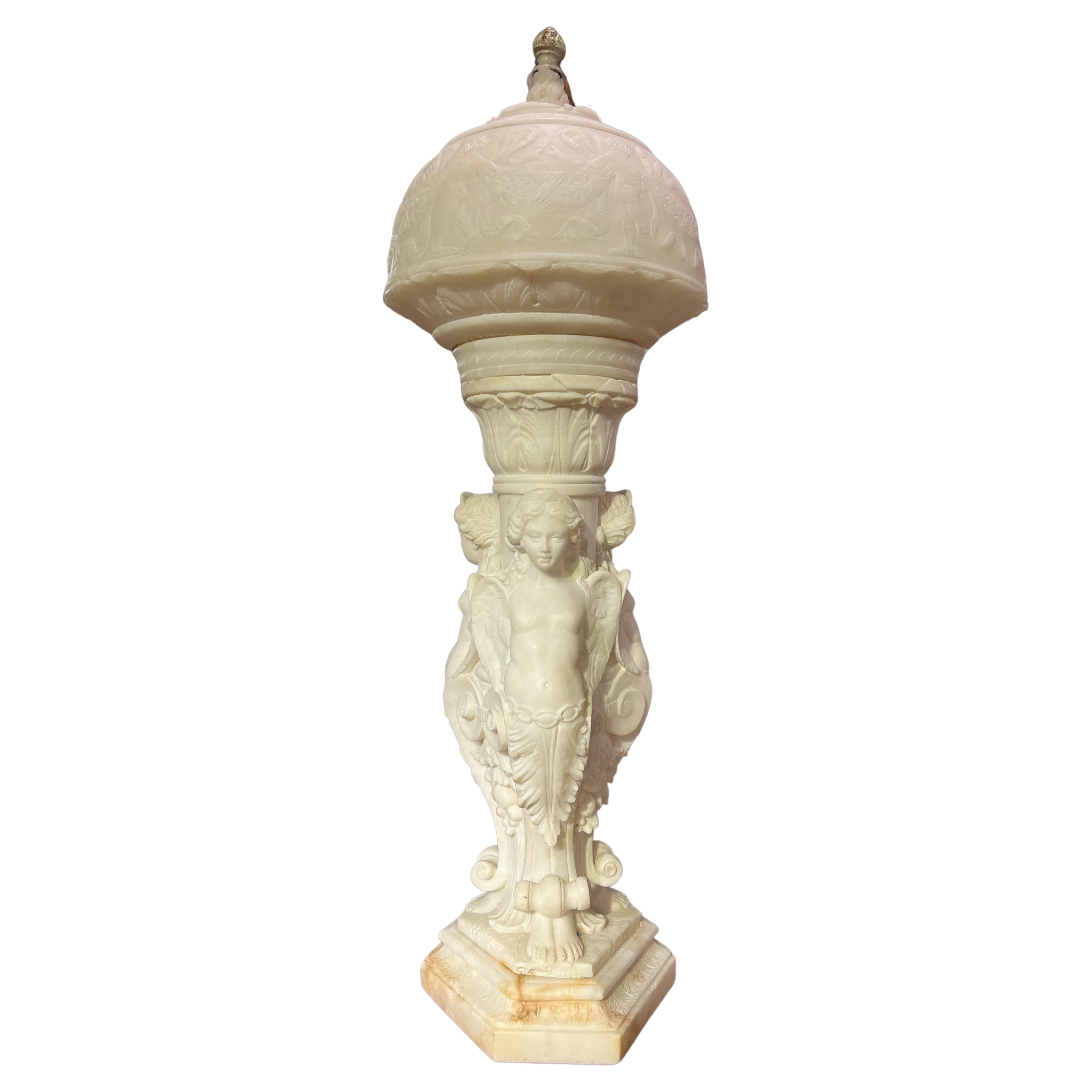 Alabaster Neoclassical Figural Lamp