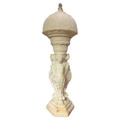 Antique Alabaster Neoclassical Figural Lamp