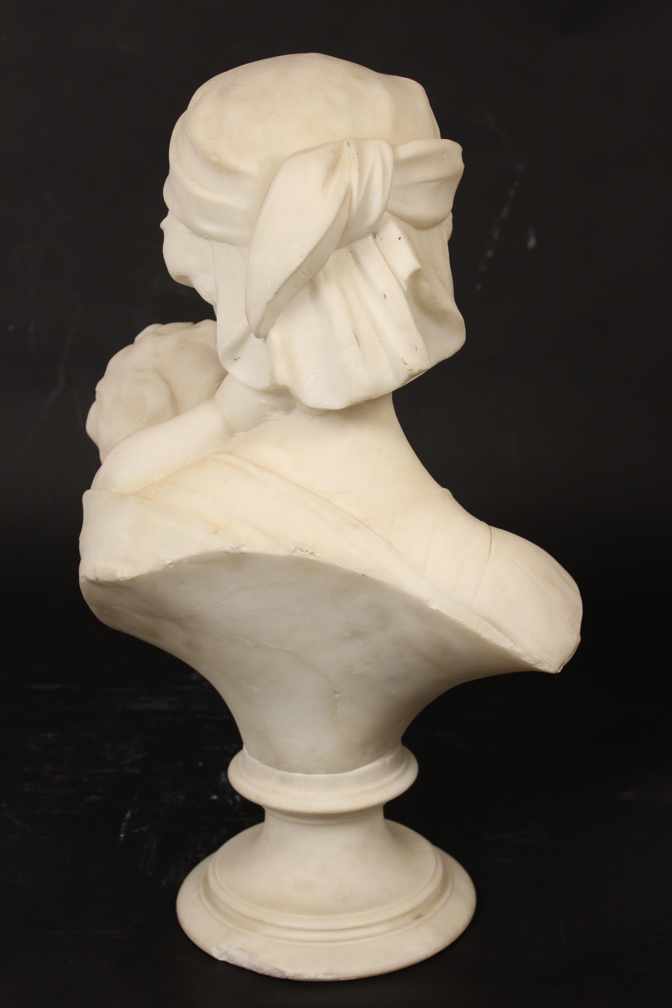 European Alabaster bust of a Mother and Child