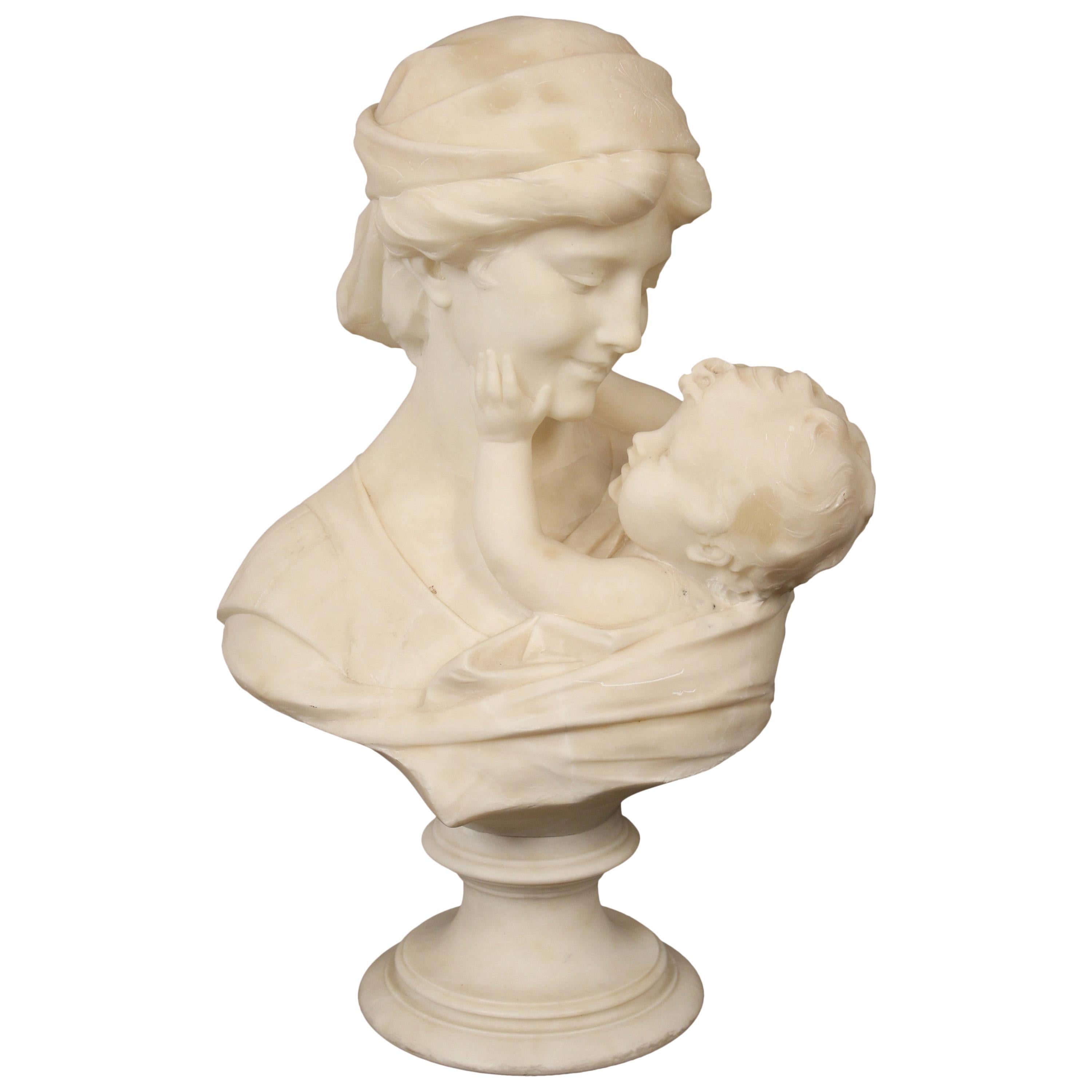 Alabaster bust of a Mother and Child