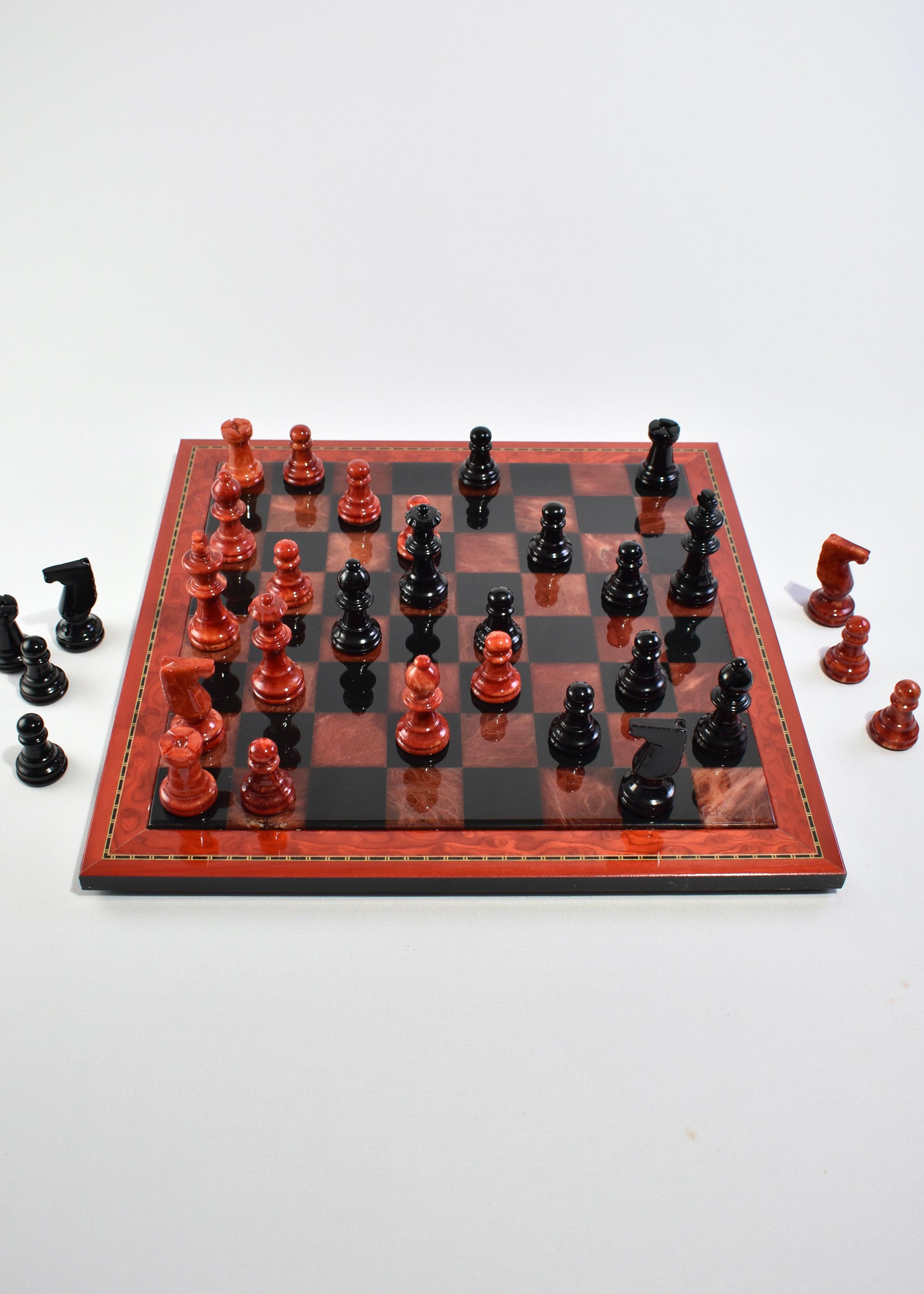 Modern Alabaster Onyx Chess Set