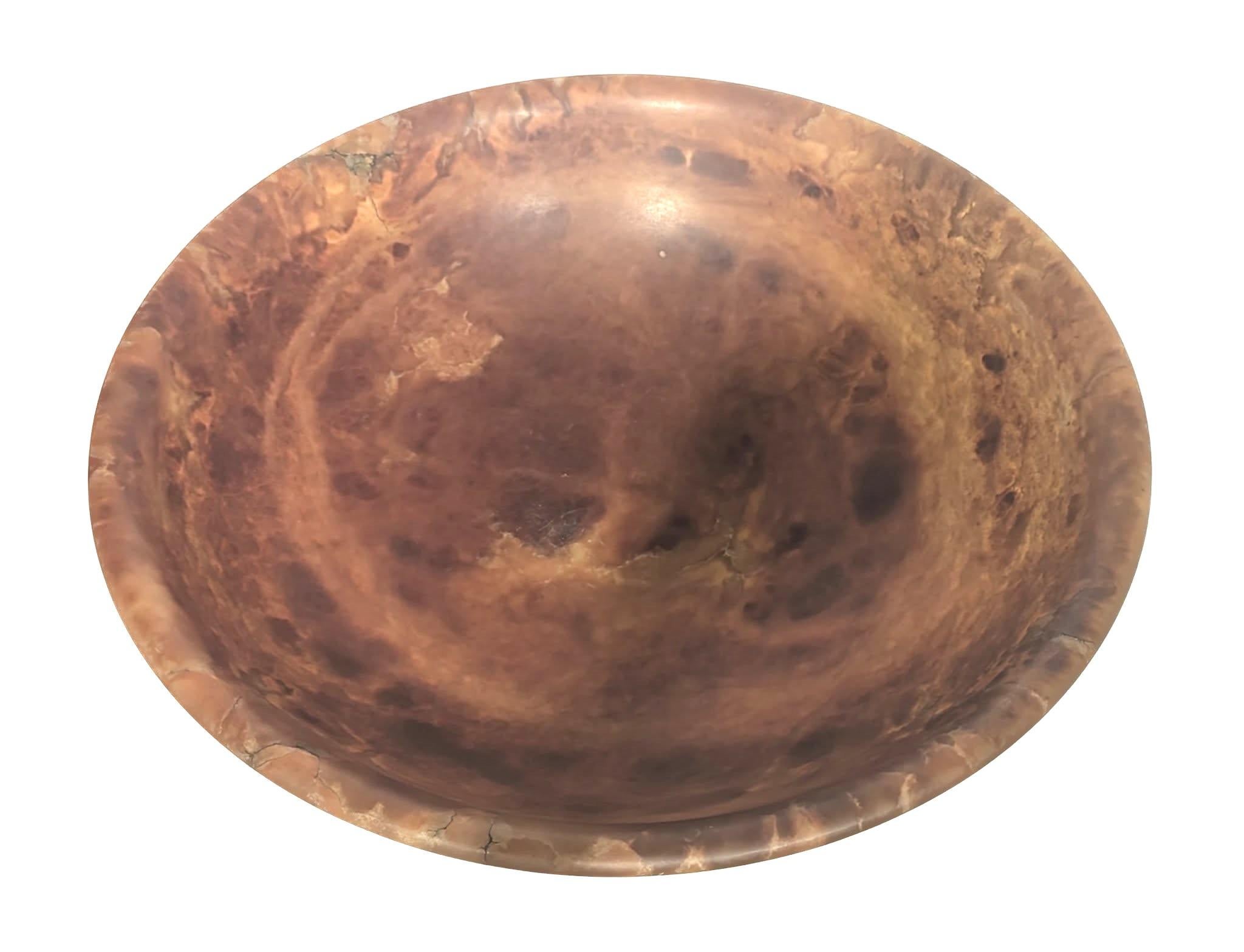 Contemporary Alabaster Pedestal Bowl For Sale