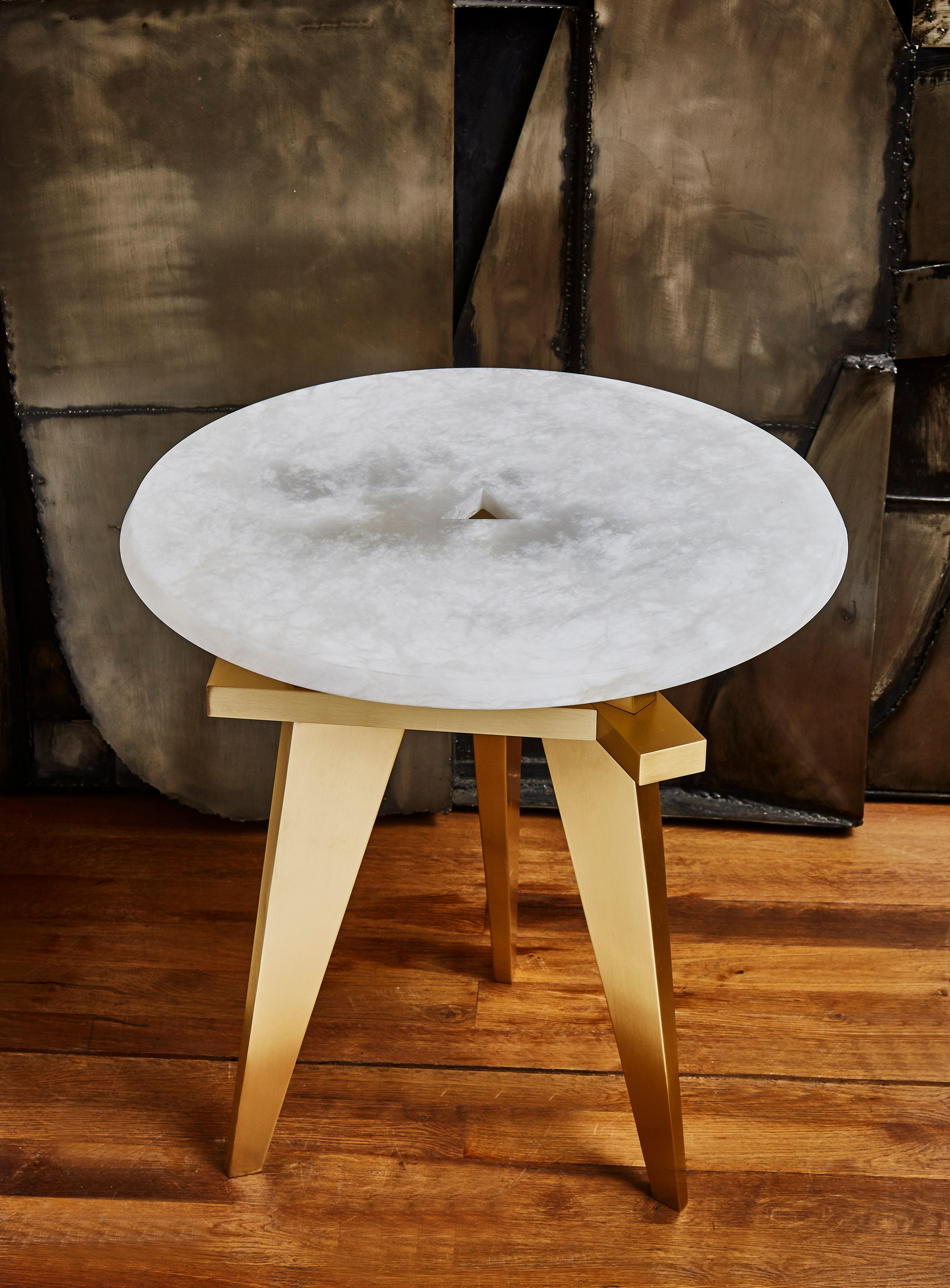 Mid-Century Modern Alabaster Pedestal Table by Studio Glustin For Sale