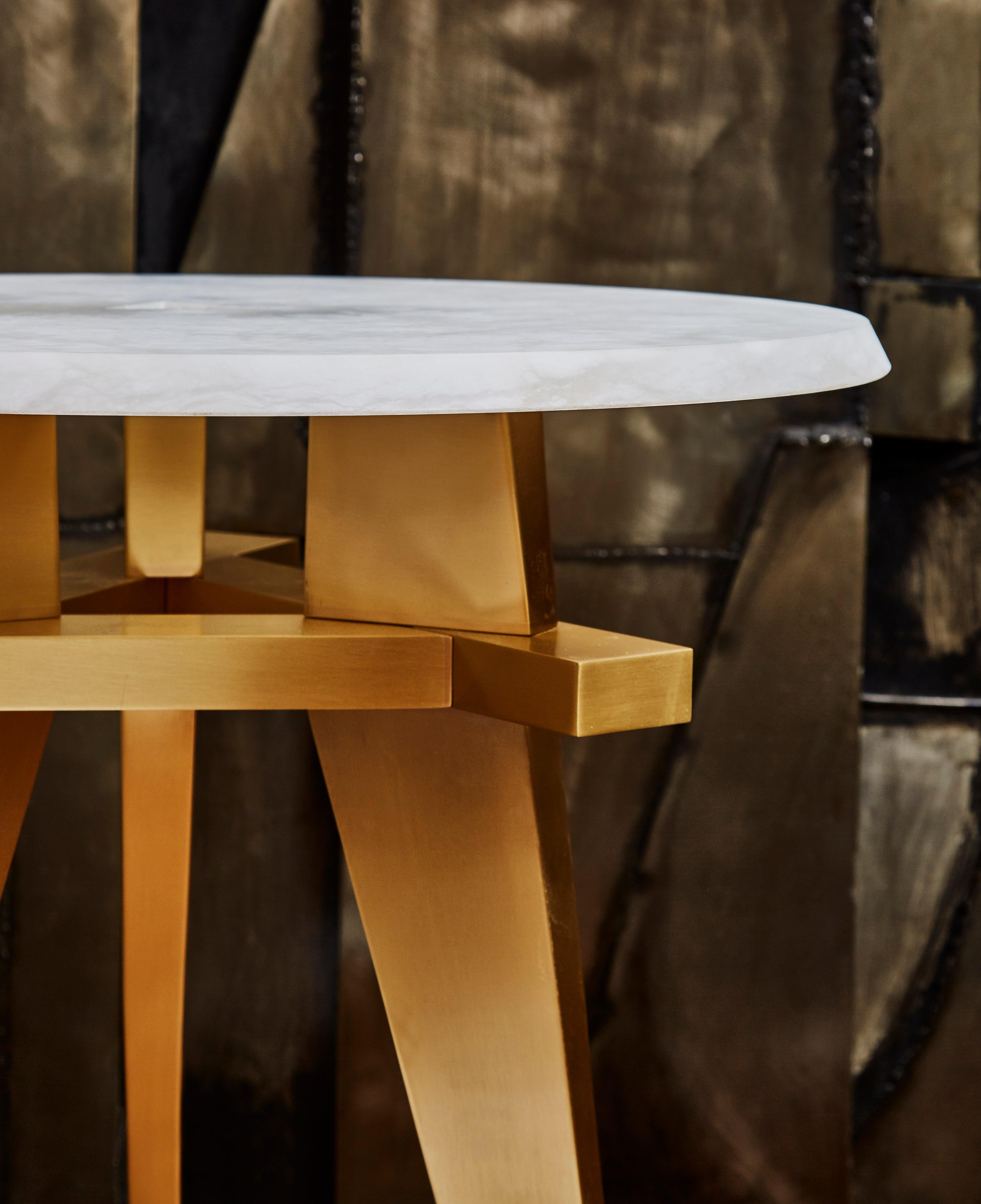 French Alabaster Pedestal Table by Studio Glustin For Sale