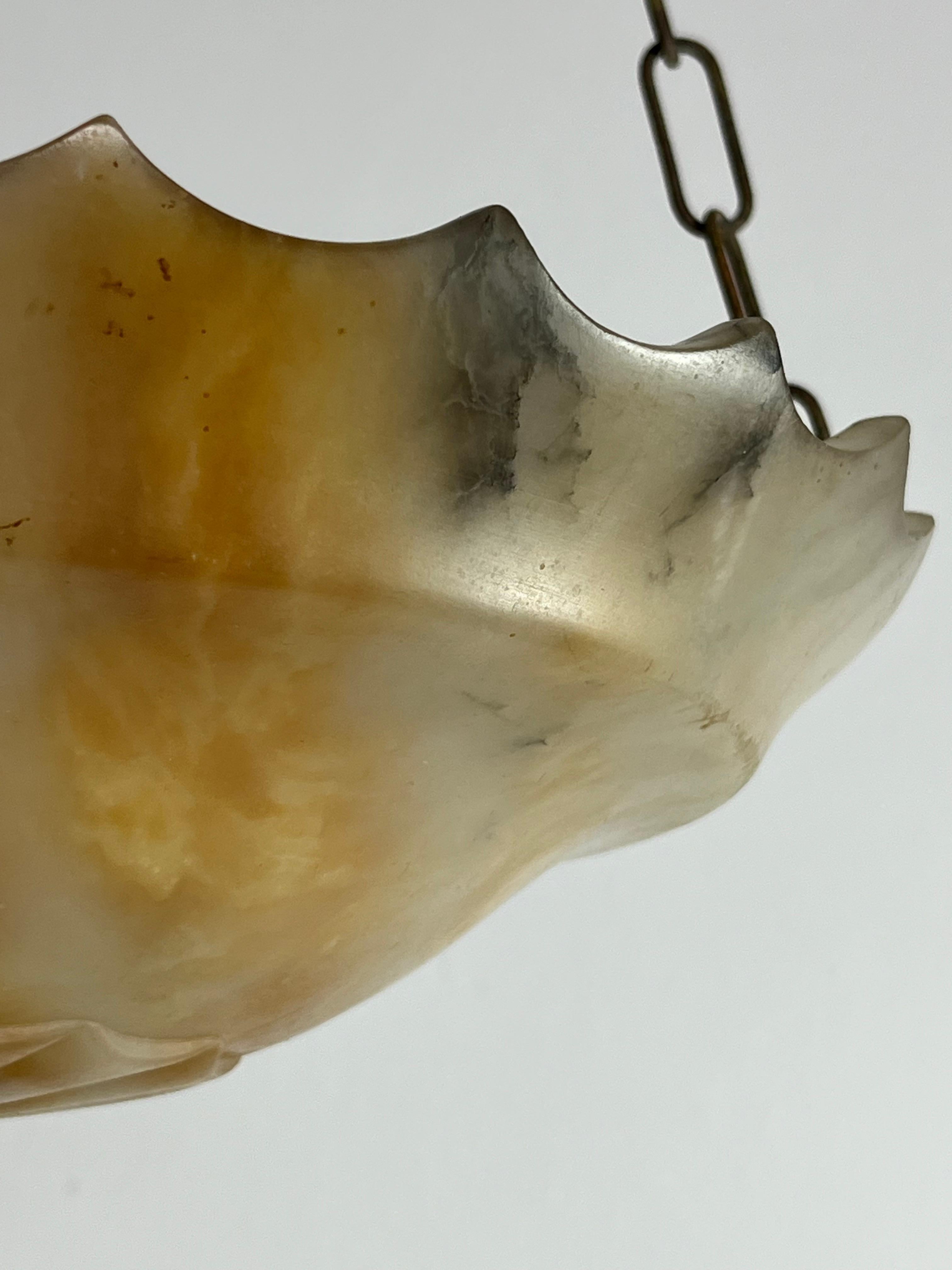 Beautiful Alabaster Pendant Chandelier, Art Deco Mid-Century 1930s For Sale 4