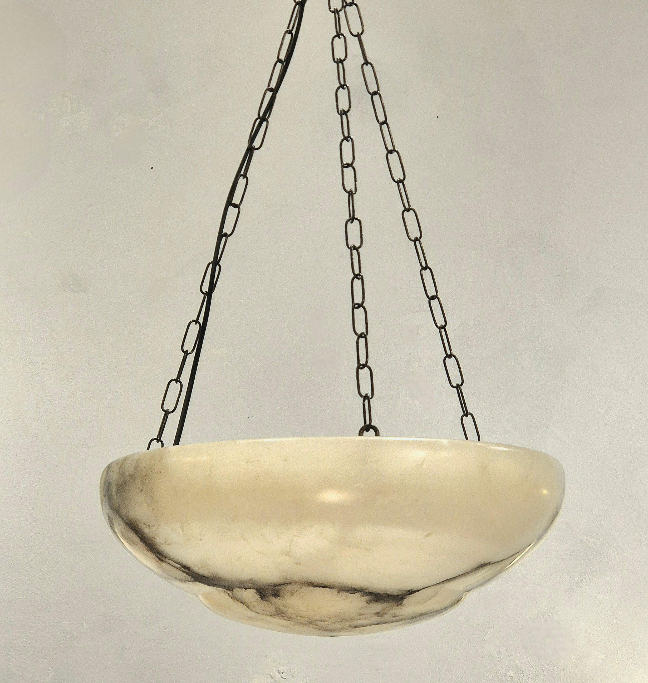 Alabaster pendant, early 20th Century, new wiring, Art Deco For Sale at ...