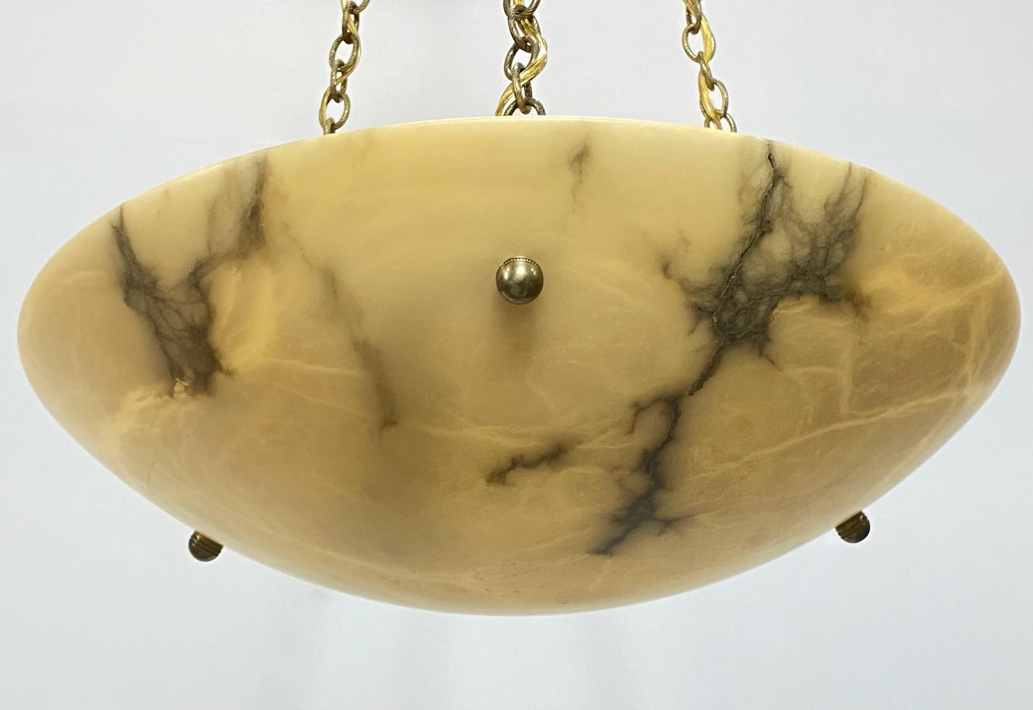 20th Century Alabaster Pendant Style Hanging Light Fixture