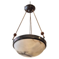 Alabaster pendant with metal frame, diam. 30 cm. Art Deco / Swedish Grace, 1930s