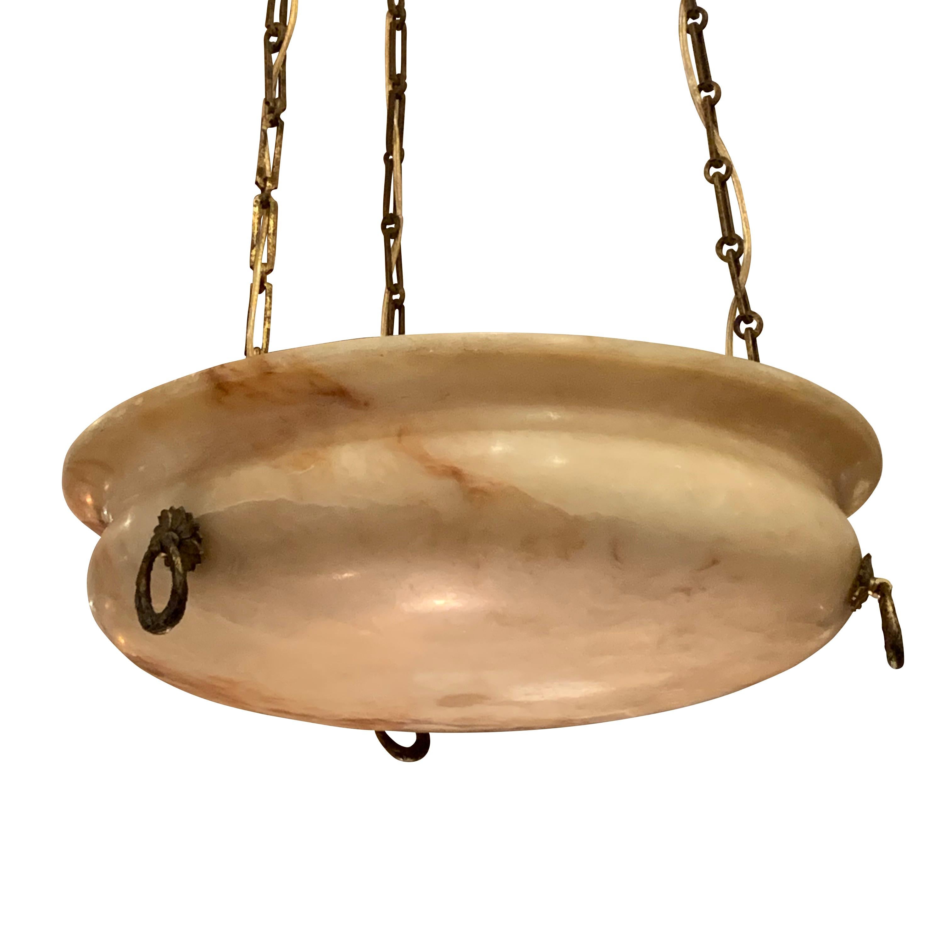 Alabaster Plafonnier With Bronze Fittings, Scotland, Circa 1880 In Good Condition In New York, NY