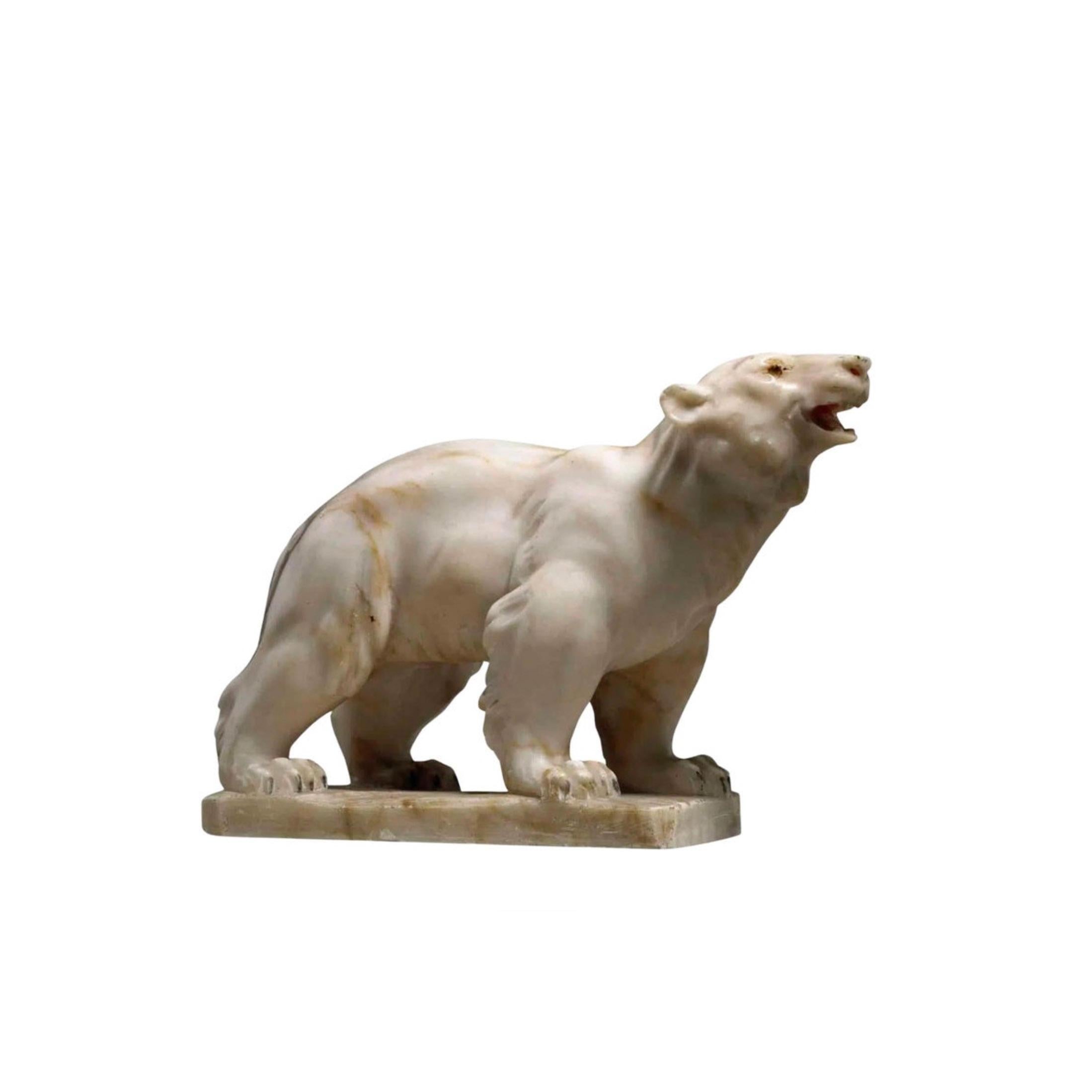 French Alabaster Polar Bear, Early 20th Century For Sale