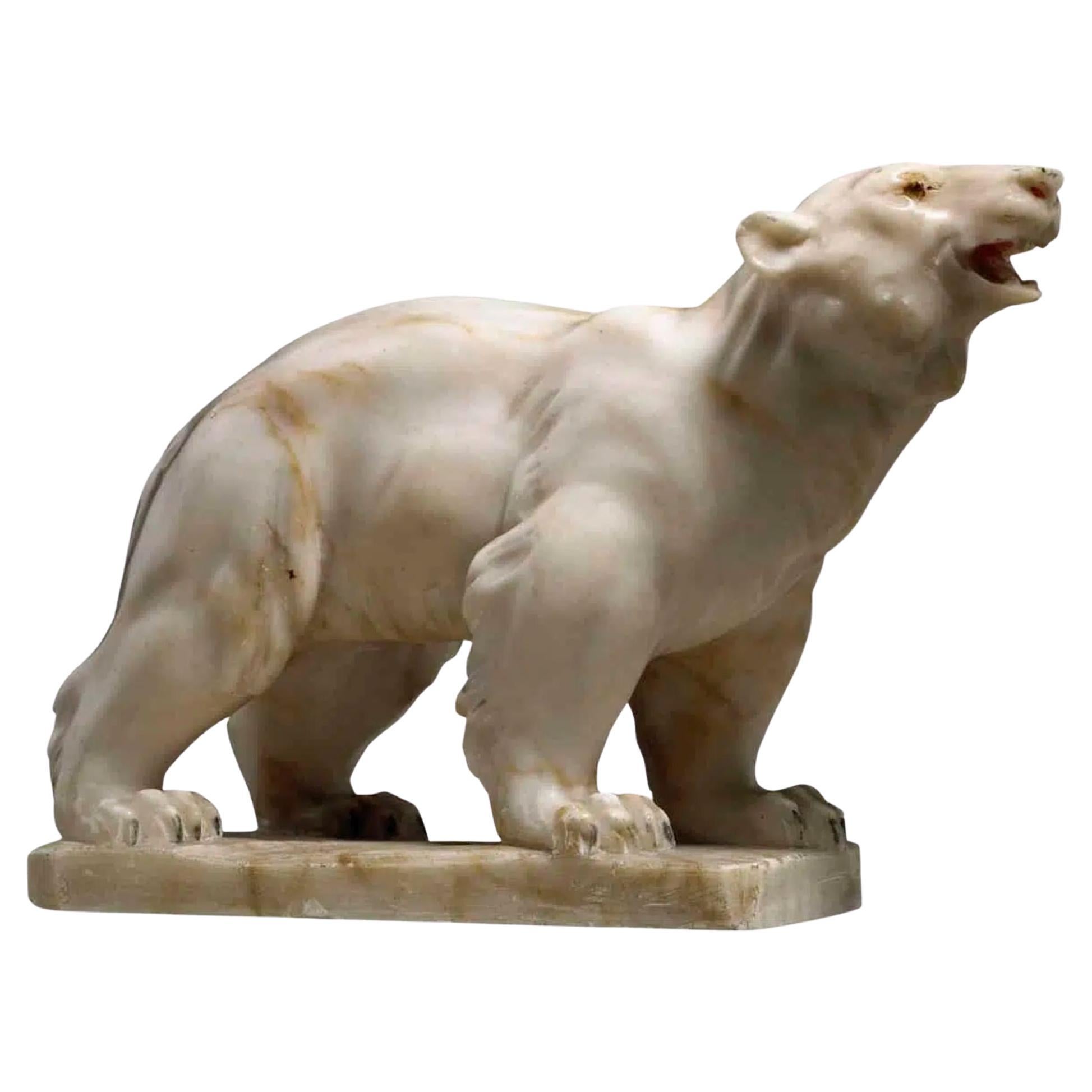 Alabaster Polar Bear, Early 20th Century For Sale