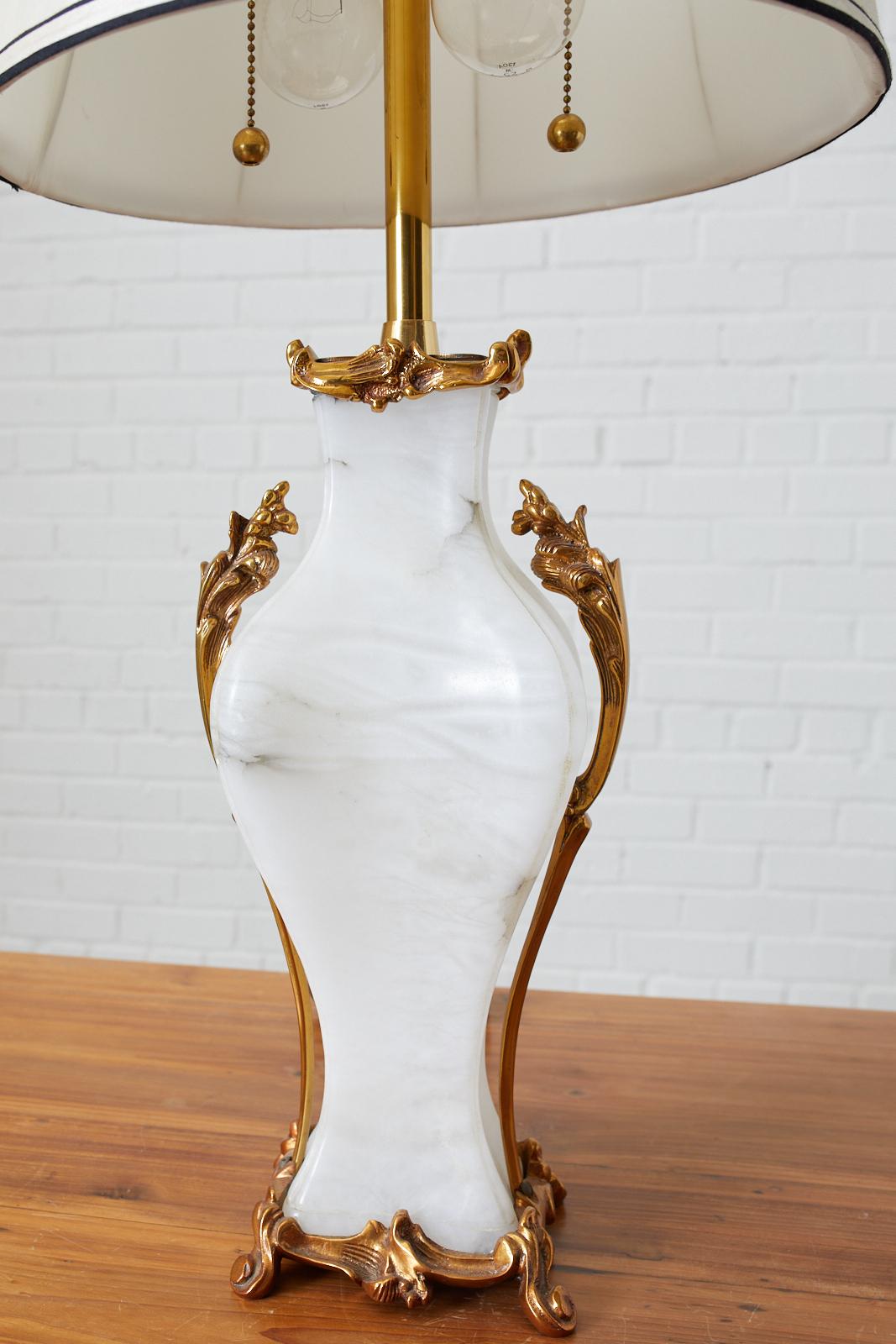 Alabaster Rose Gold Table Lamp by Marbro 1