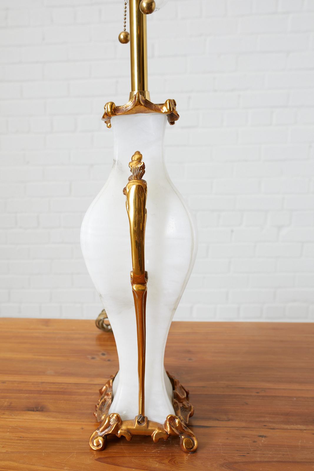 Alabaster Rose Gold Table Lamp by Marbro 5