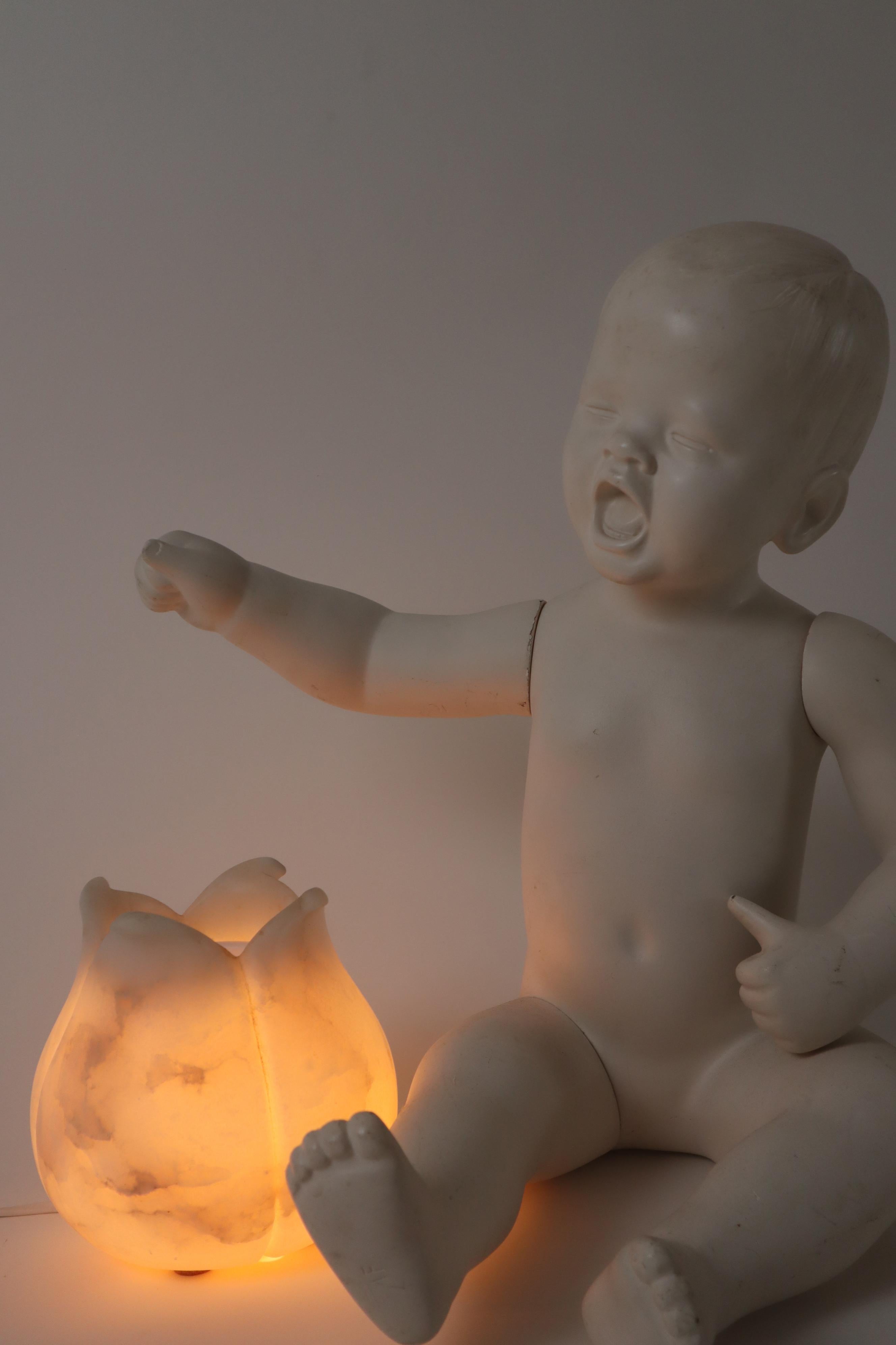 Lampe à parfum d'albâtre en forme de fleur de lotus 1980, Italie en vente 7