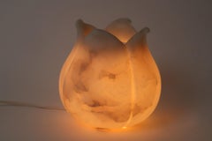 Lámpara de aroma de alabastro en forma de flor de loto Años 80 Italia