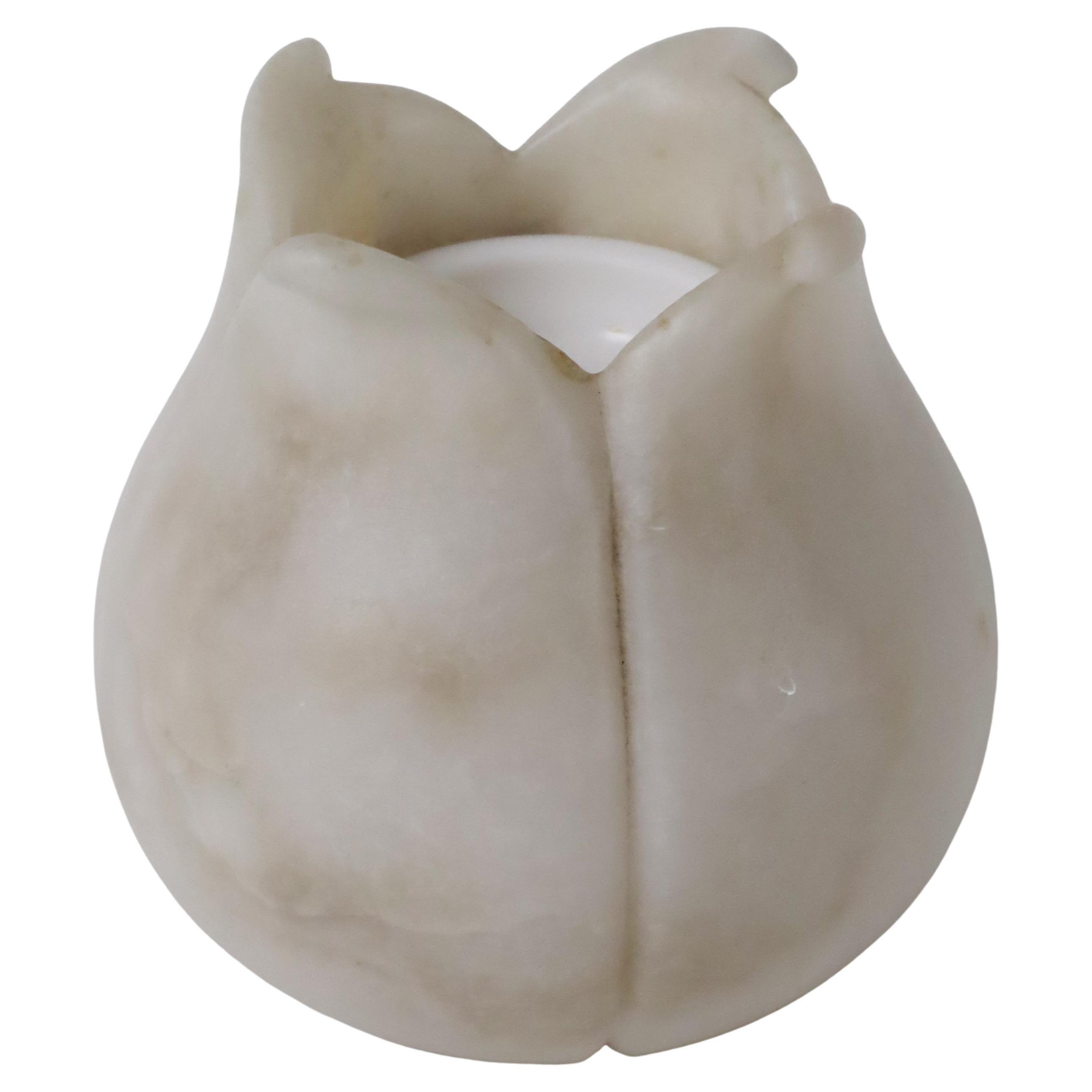 Lampe à parfum d'albâtre en forme de fleur de lotus 1980, Italie