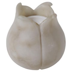 Vintage Alabaster Scent Lamp in a Shape Of a Lotus Flower 1980s Italy