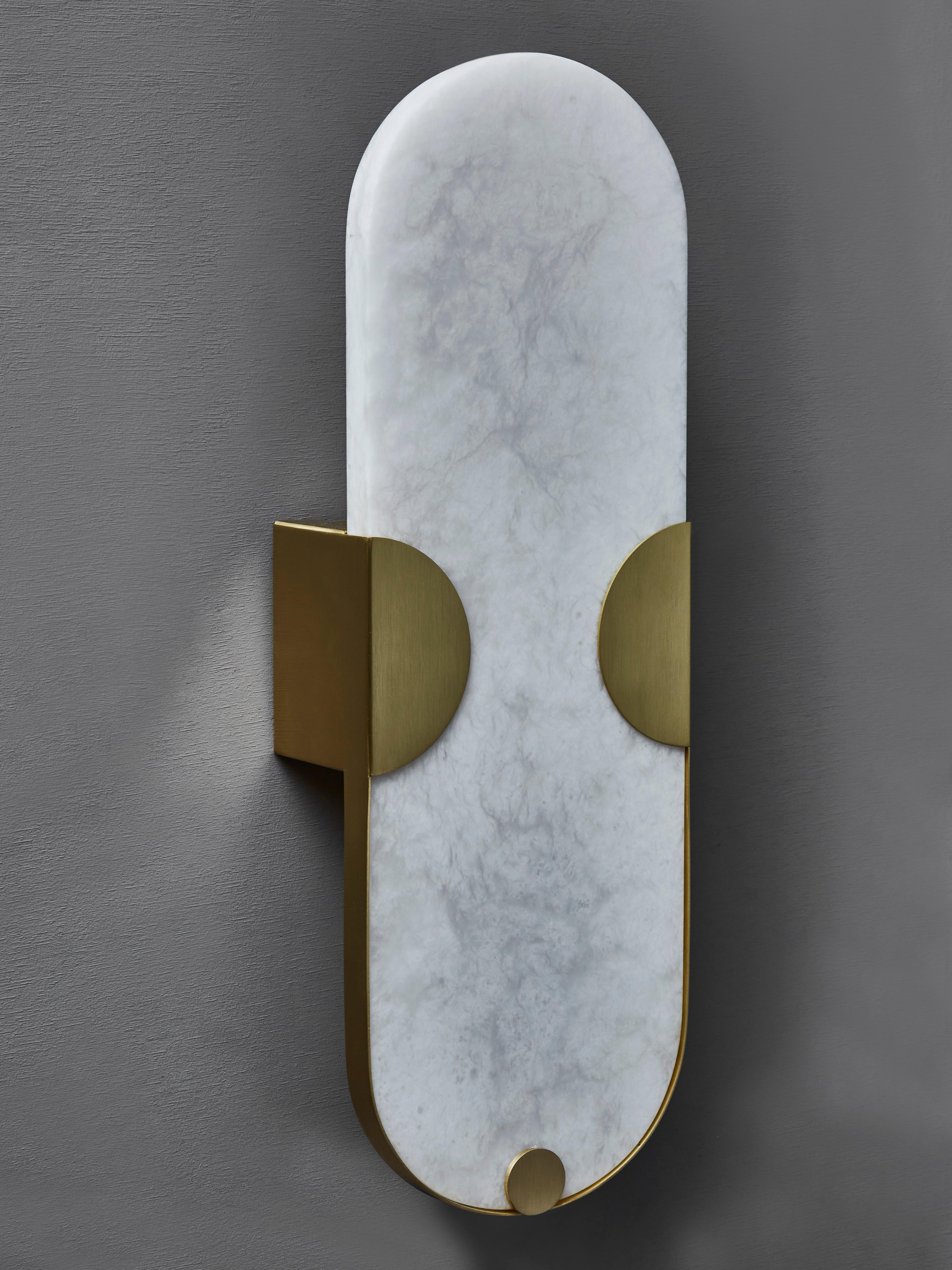 Mid-Century Modern Pair of Alabaster Sconces by Studio Glustin For Sale