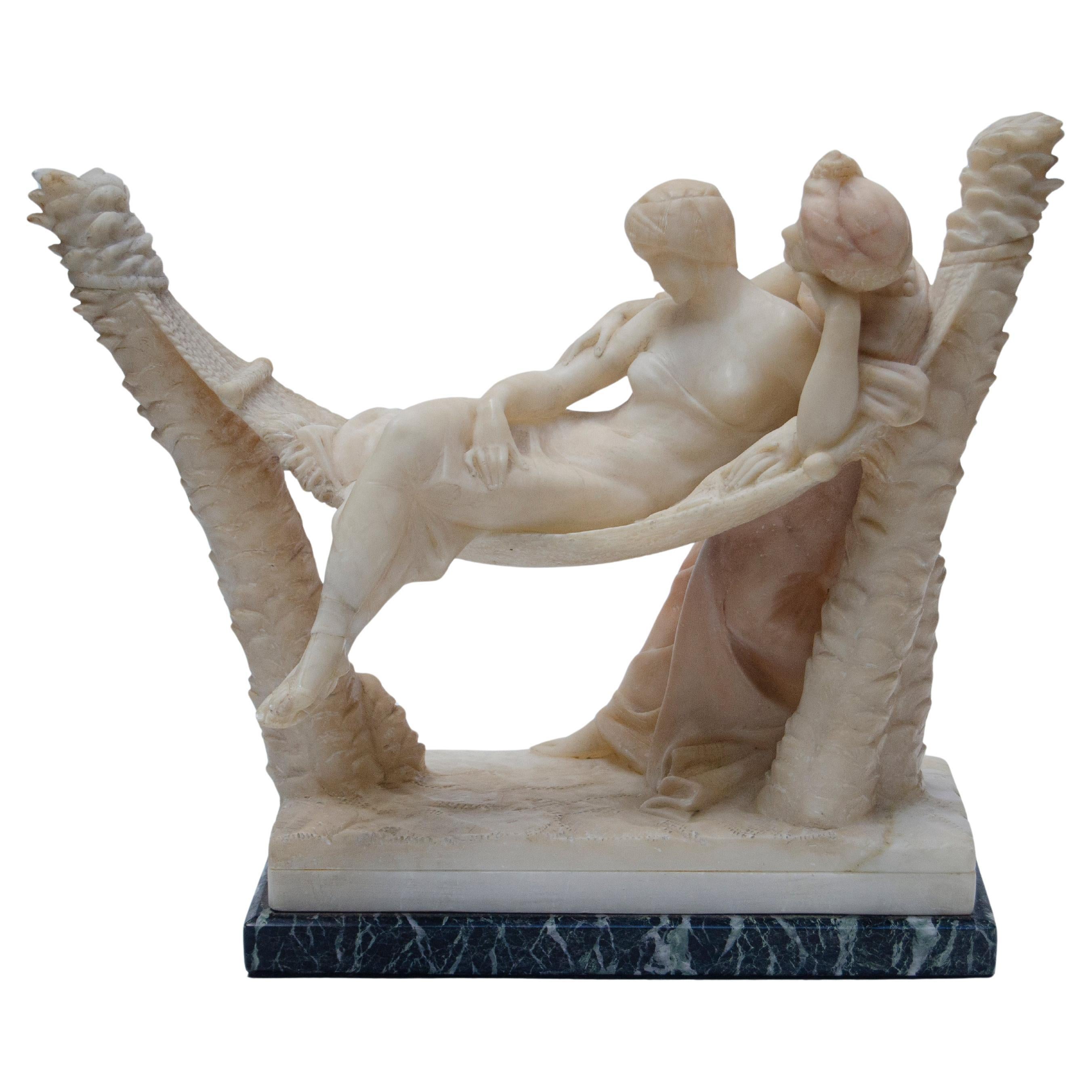 Alabaster Sculpture by Emilio Fiaschi, Art Nouveau, Italy, Circa 1900 For Sale