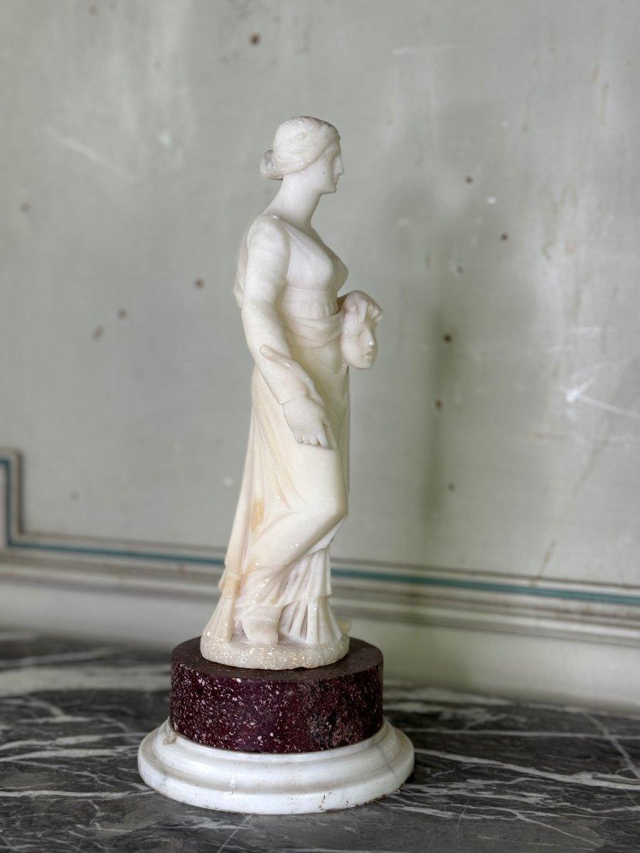 Greco Roman Alabaster Sculpture, Lady With Mask In The Taste Of Antique, 19th Century For Sale