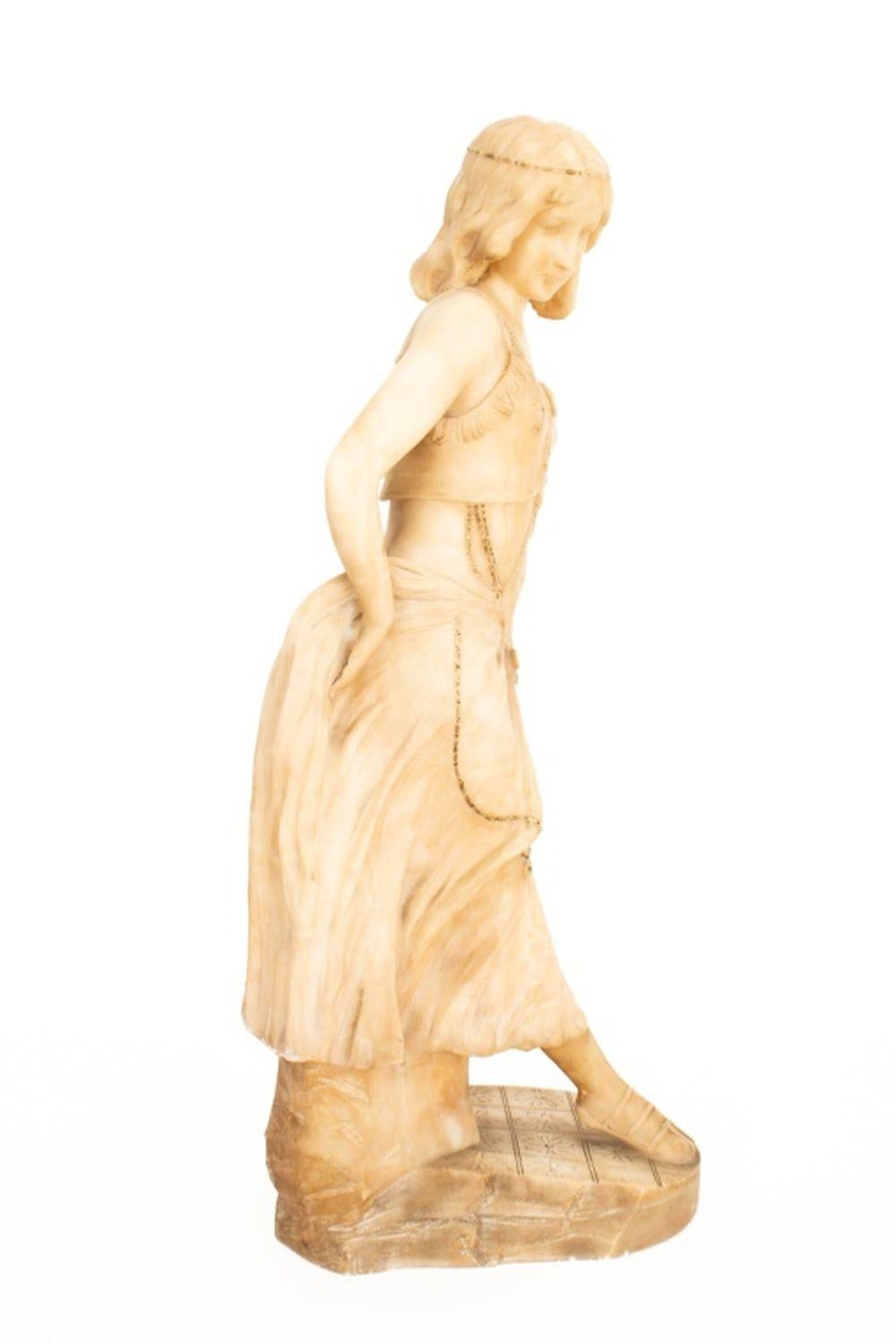 Neoclassical Alabaster Sculpture of a Dancer For Sale