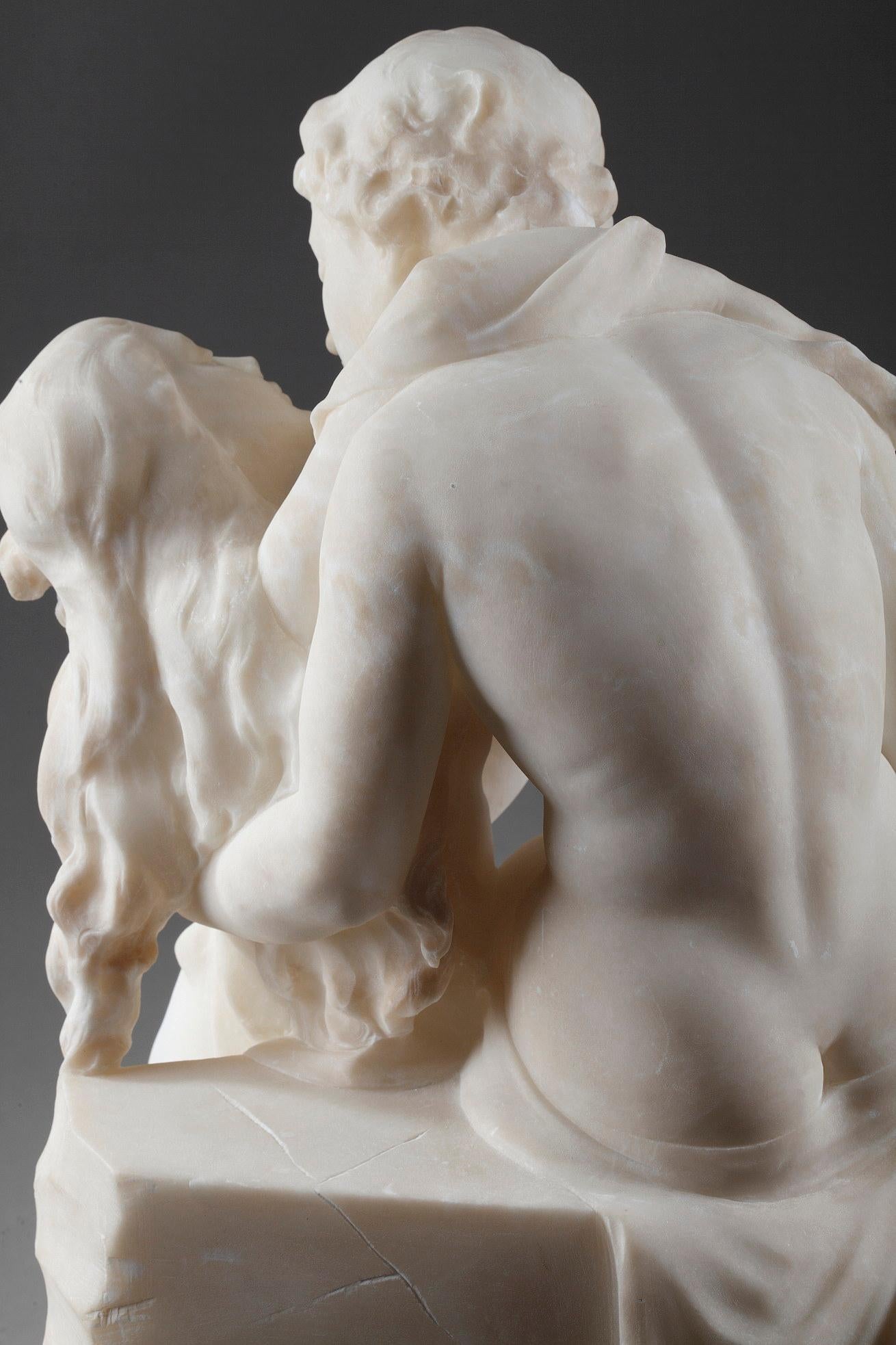 Alabaster Sculpture of a Mythological Couple 4