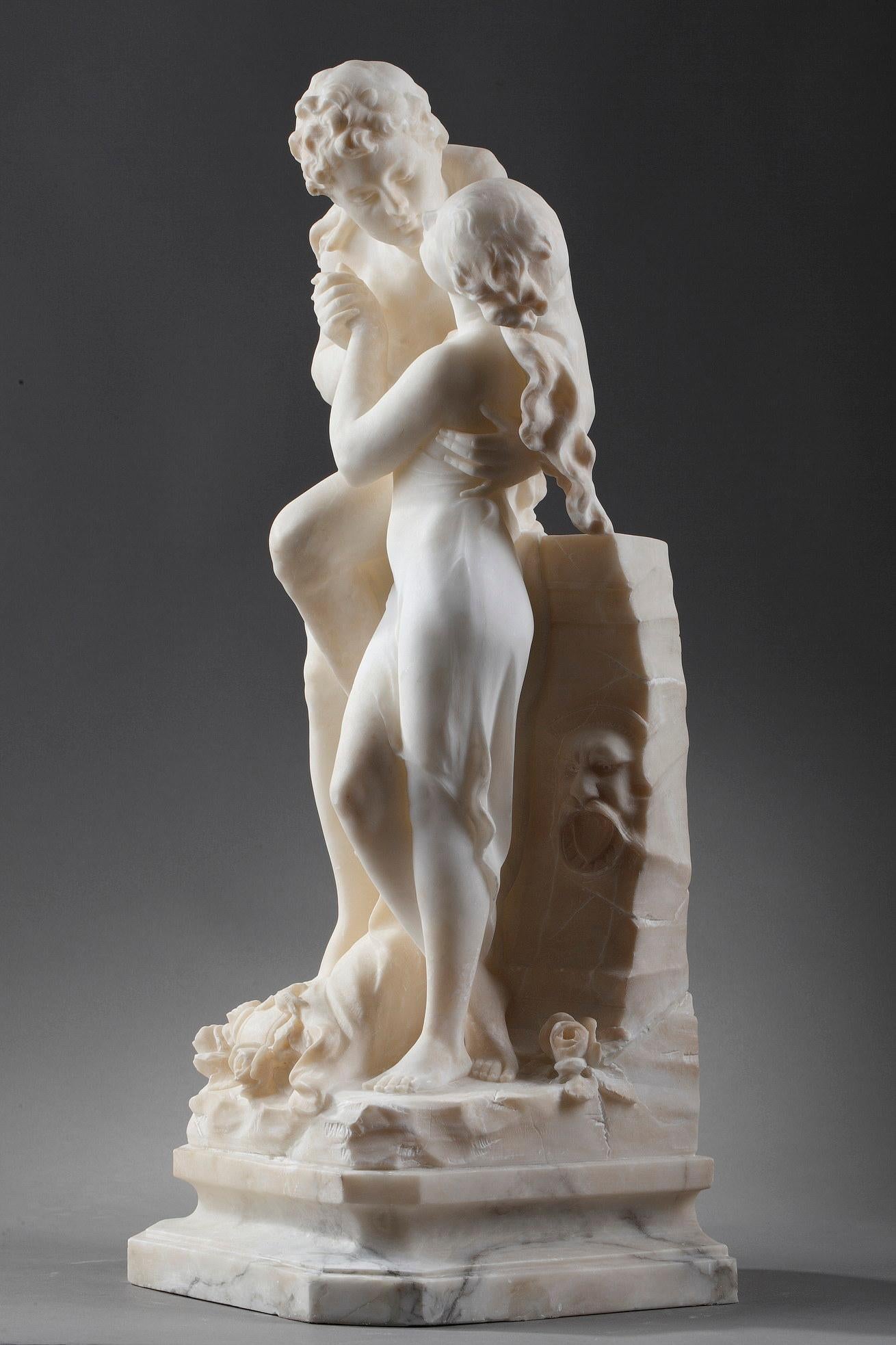 Mid-19th Century Alabaster Sculpture of a Mythological Couple