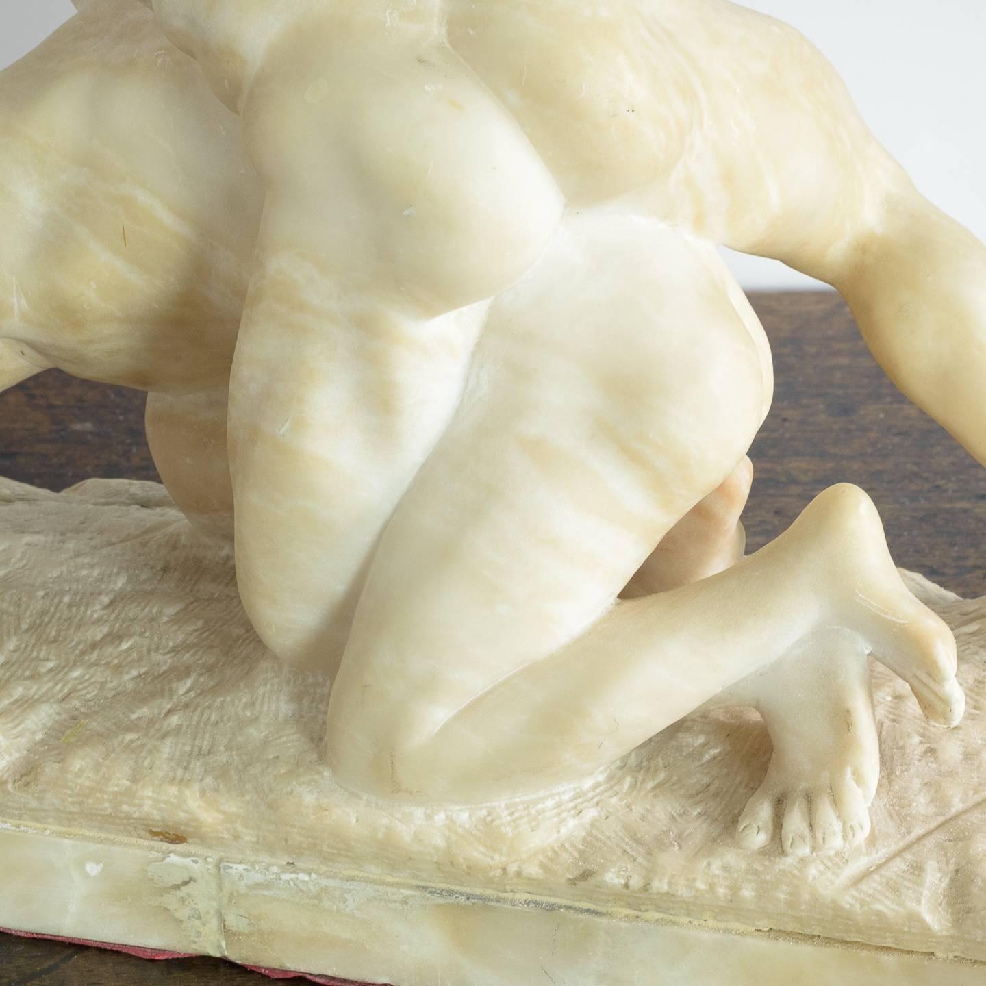 Alabaster Sculpture of the Uffizi Wrestlers In Good Condition In London, GB