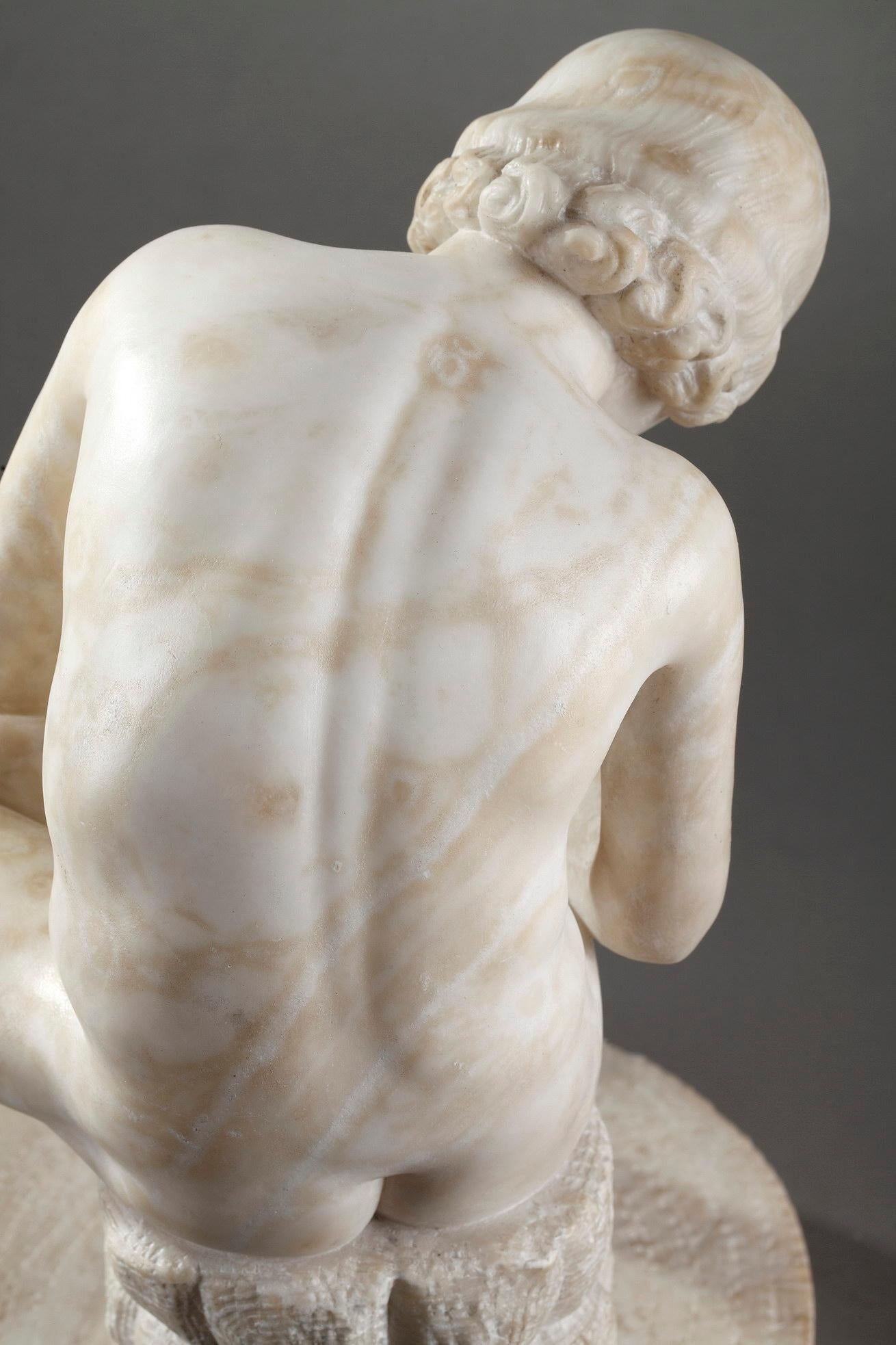 French Alabaster Sculpture, Spinario after the Antique