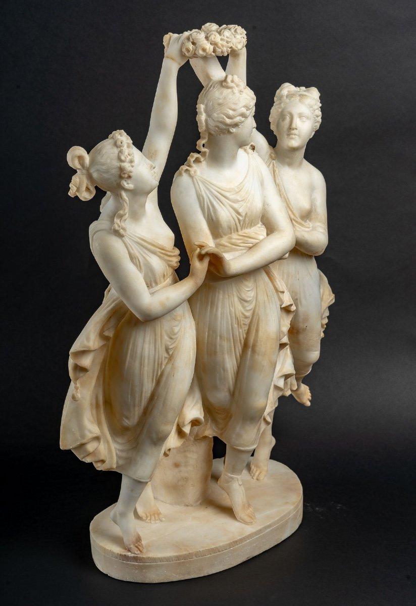 Louis XVI Alabaster Sculpture the Three Graces, End of the 19th Century