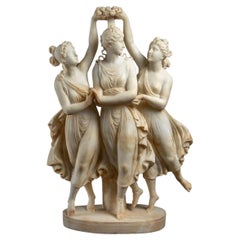Alabaster Sculpture the Three Graces, End of the 19th Century