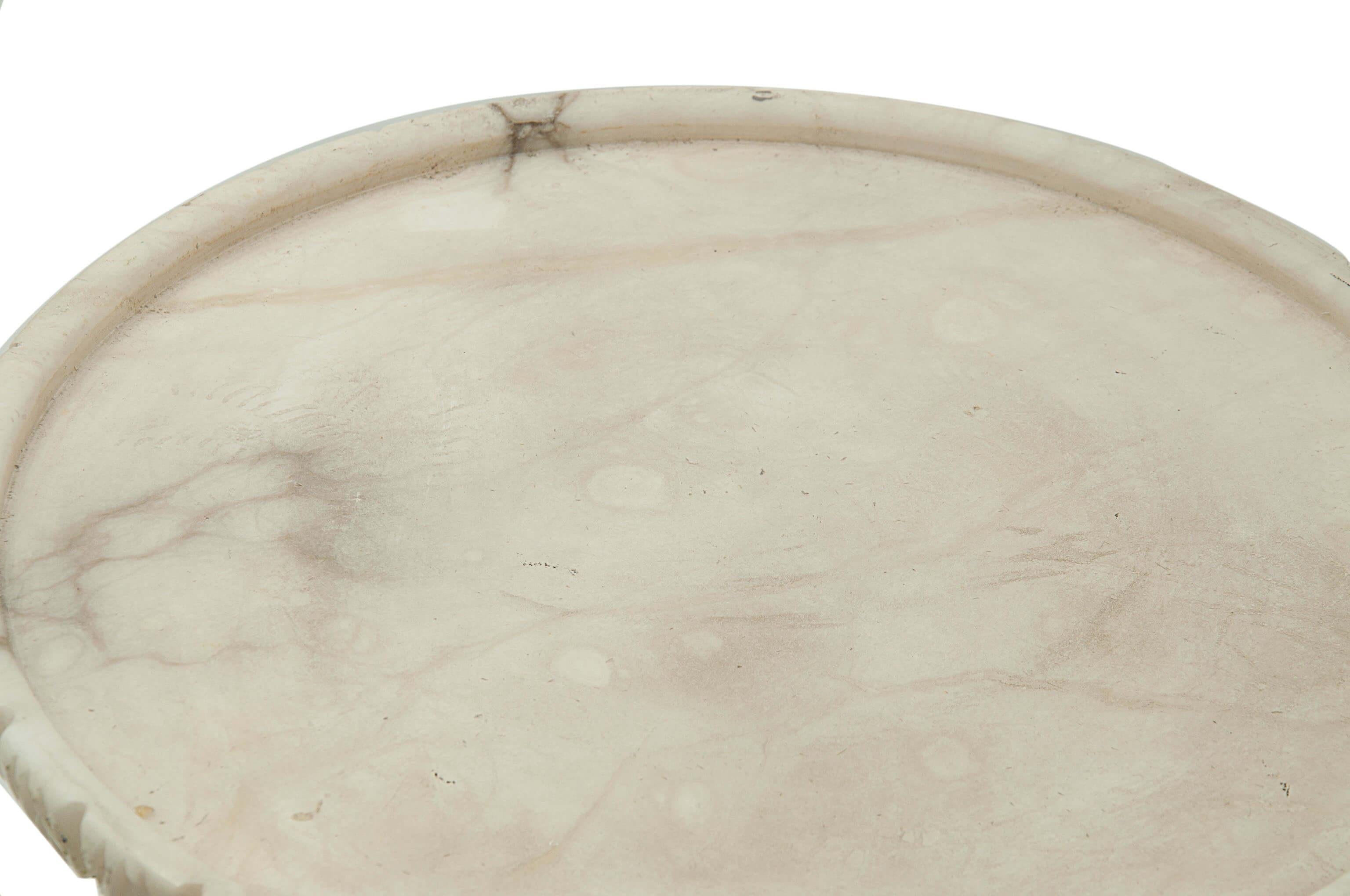 Alabaster Side Table or Gueridon, from Italy 1960, White Marble Color 1