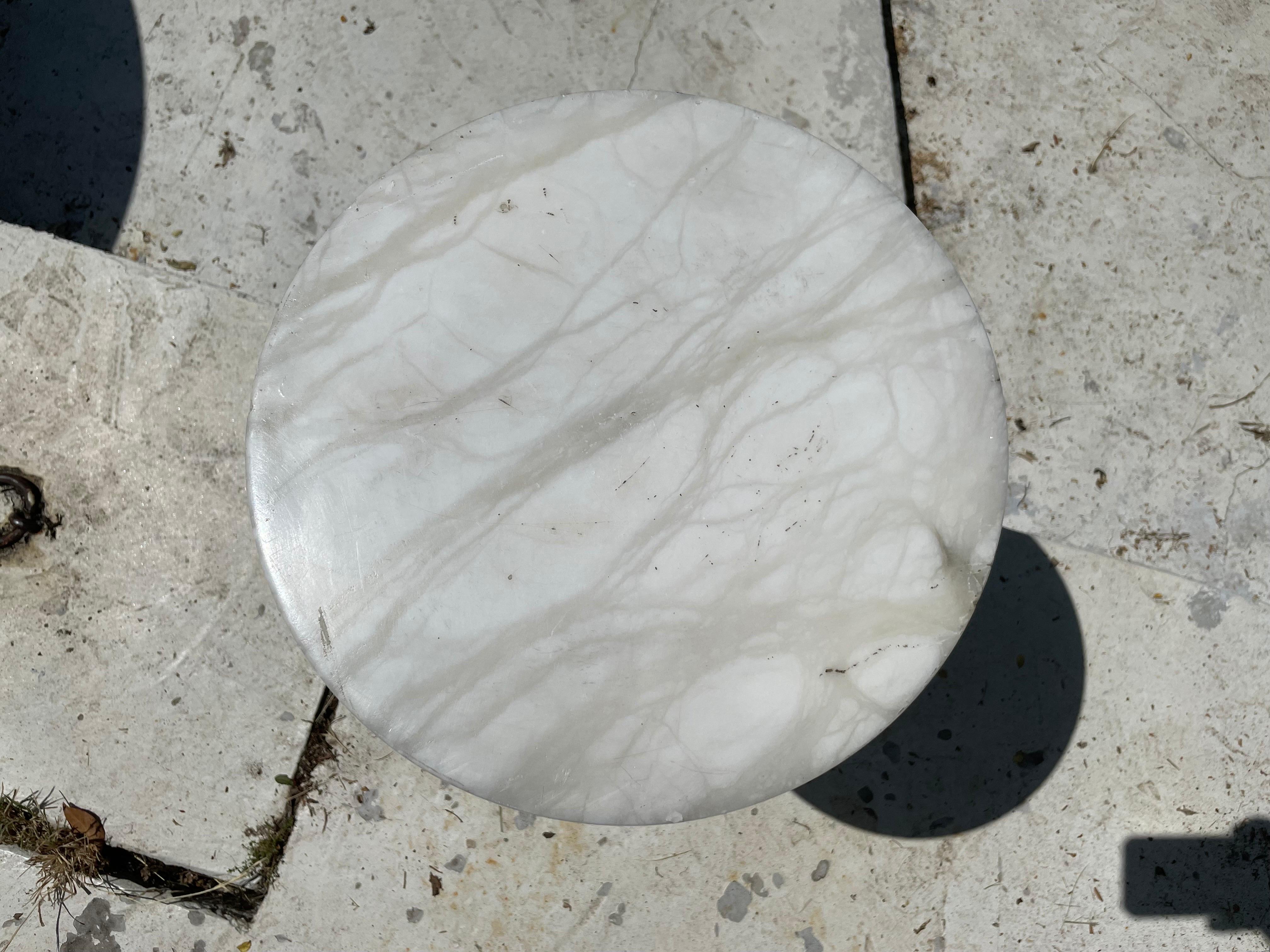 Alabaster Side Table or Gueridon, from Italy 1960, White Marble Color 1