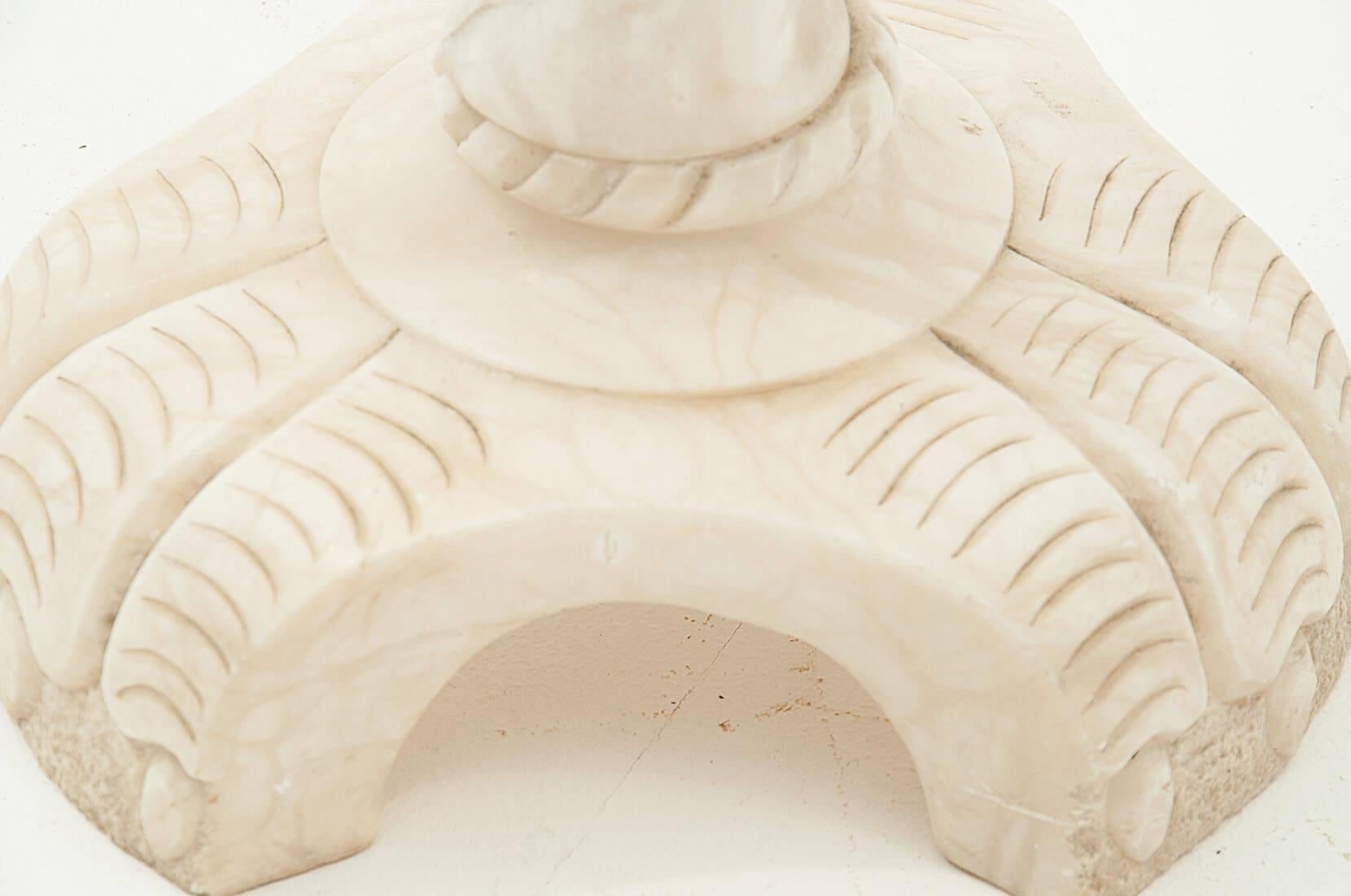 French Alabaster Side Table or Gueridon, from Italy 1960, White Marble Color