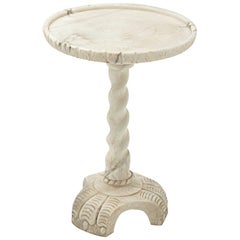 Table d'appoint ou Guéridon en albâtre:: d'Italie 1960:: couleur marbre blanc