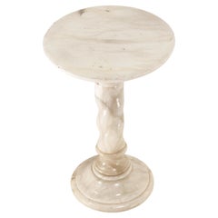 Alabaster Side Table or Gueridon, from Italy 1960, White Marble Color