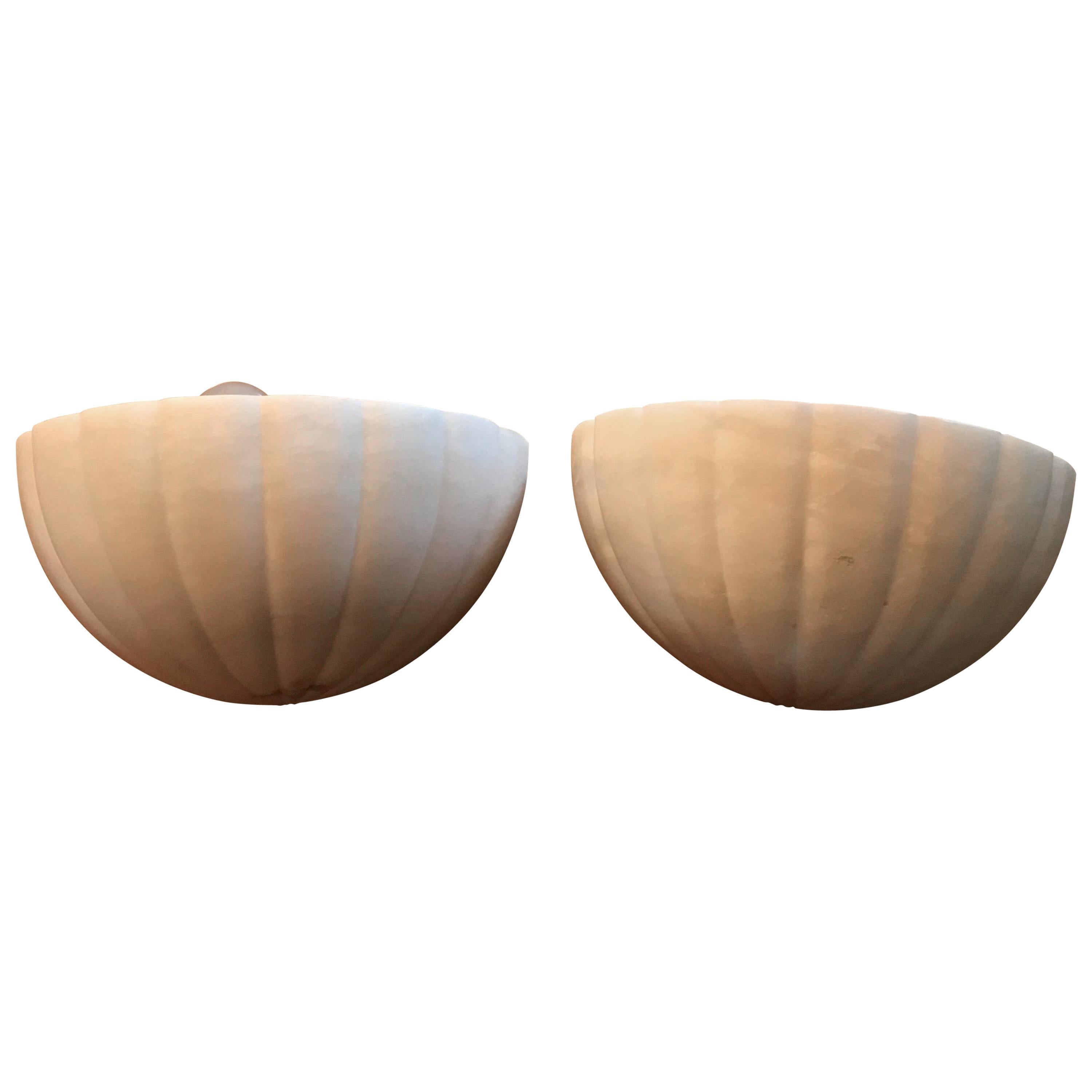 Alabaster Stone Half Moon Sconces by Sarreid