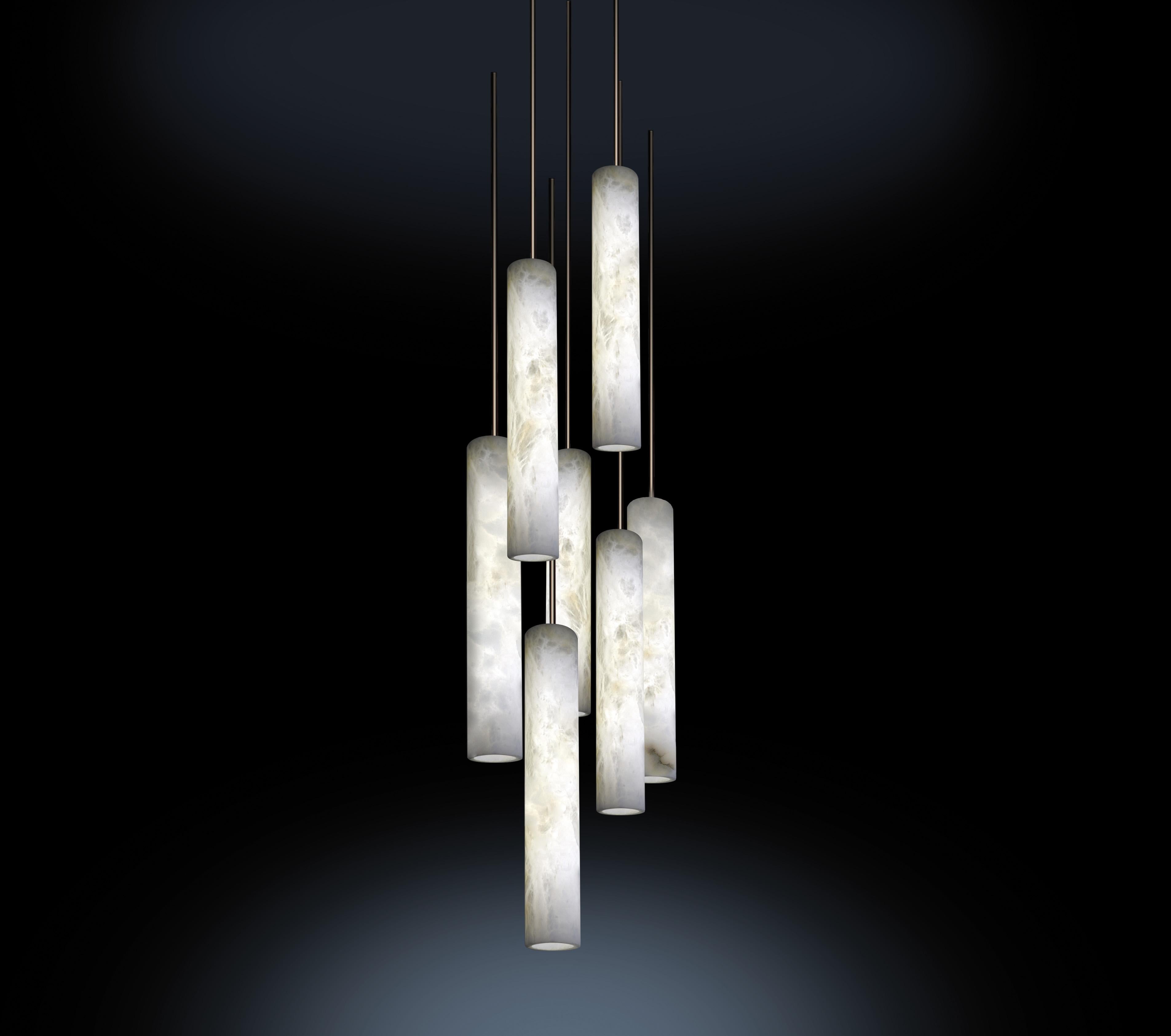 Alabaster Sumatra Pendant Light by Atelier Alain Ellouz In New Condition In Geneve, CH
