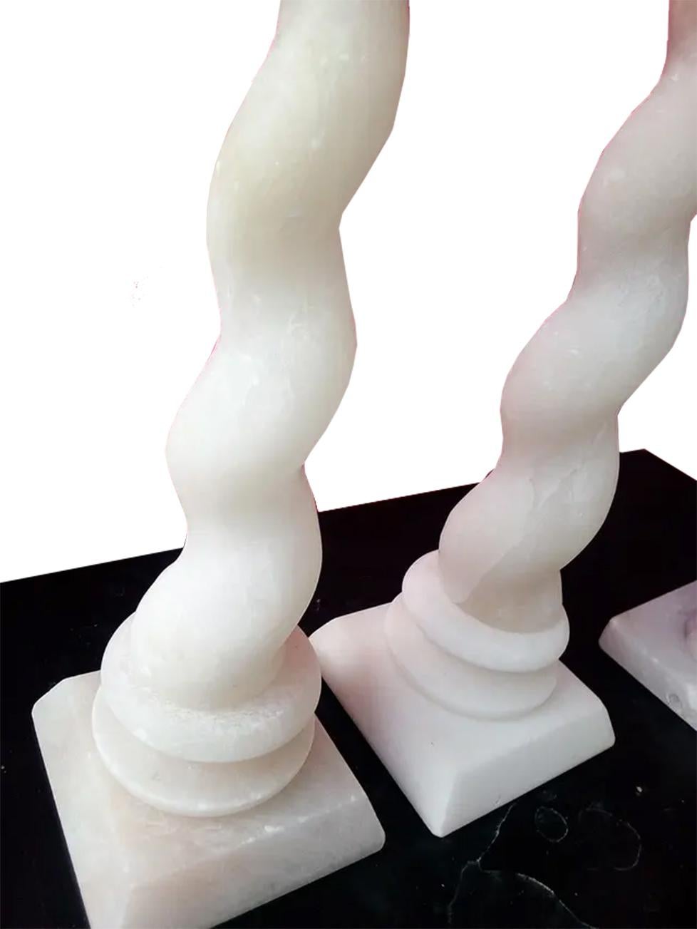 Carved Alabaster Table Lamp Classic Alabaster Barley Twist Column Form