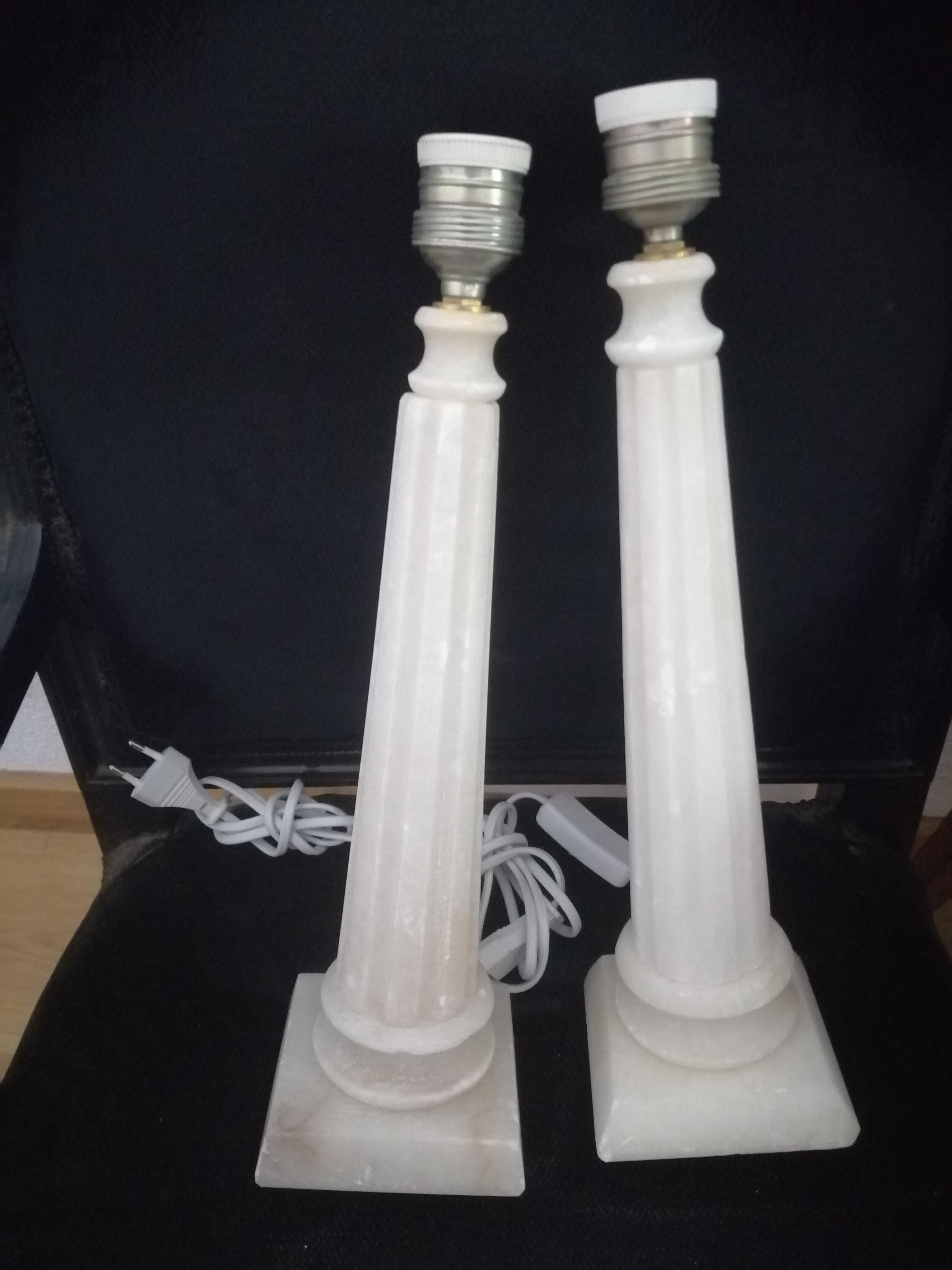 Alabaster Table Lamp Classic Column Form 12