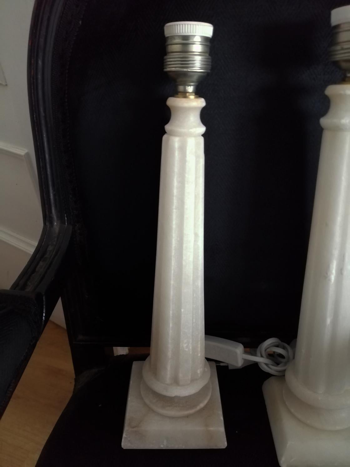 Alabaster Table Lamp Classic Column Form 14