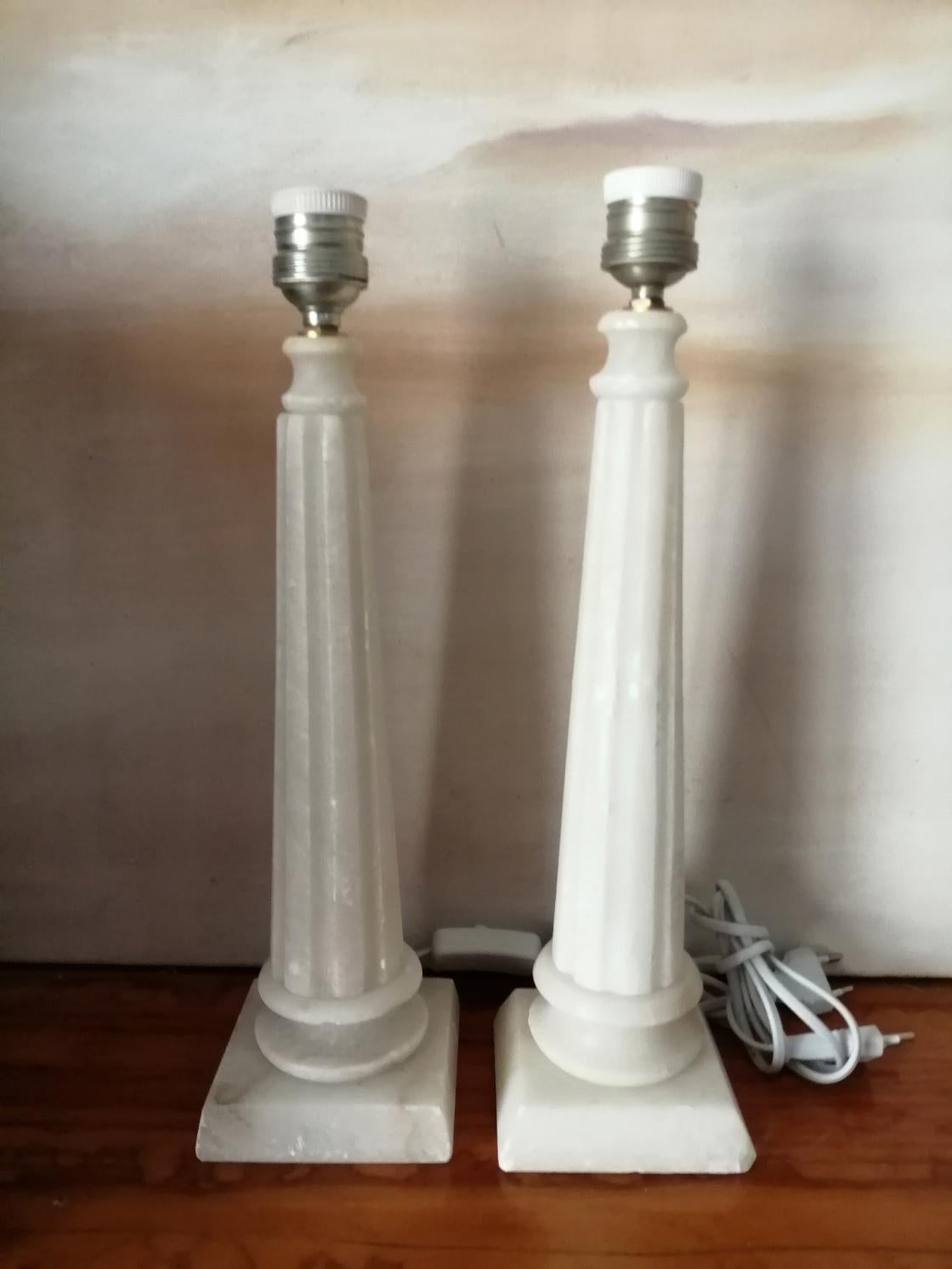 Neoclassical Alabaster Table Lamp Classic Column Form