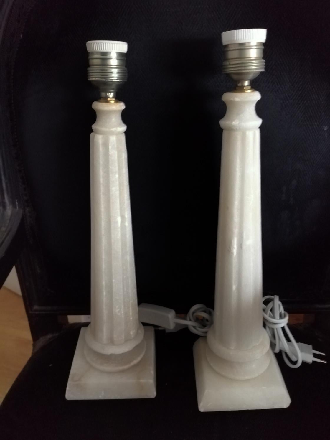Italian Alabaster Table Lamp Classic Column Form