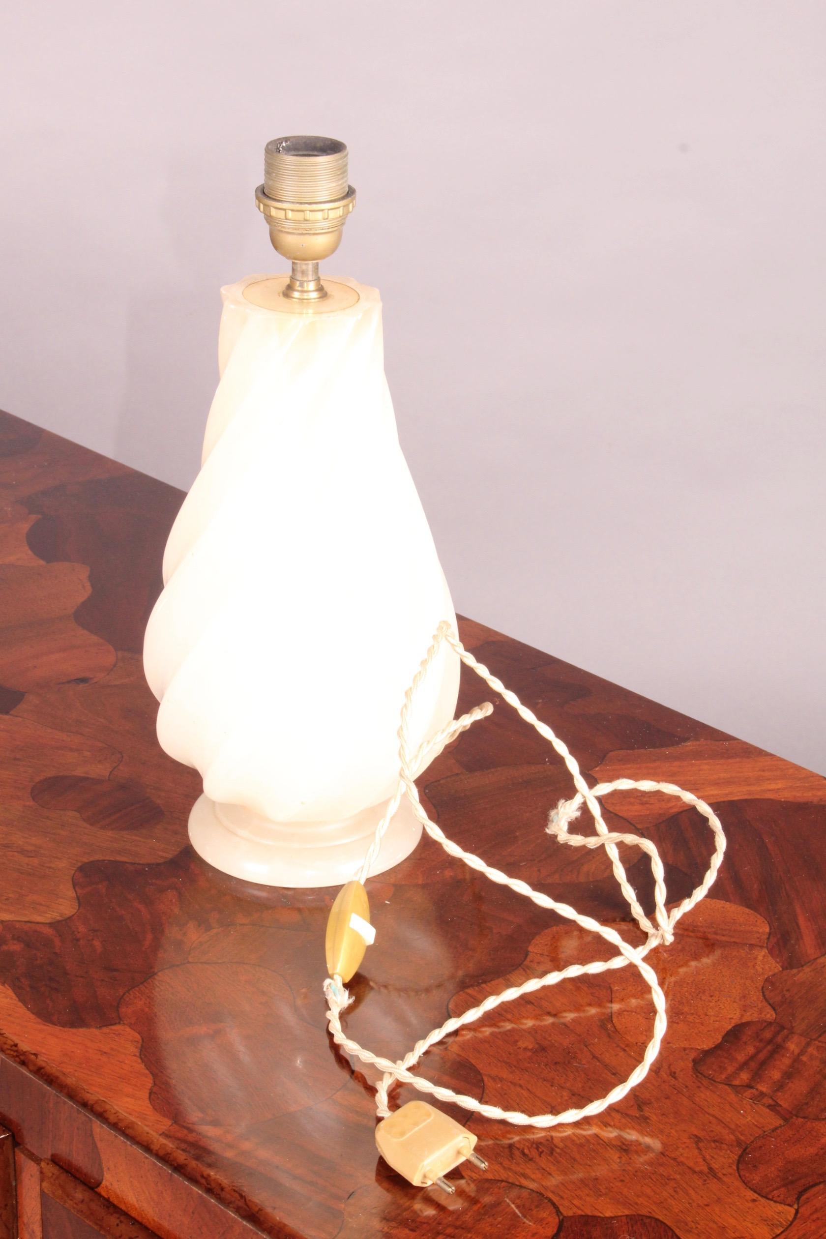 Alabaster table lamp, dimensions without shade height 37, diamanté's 16 cm.