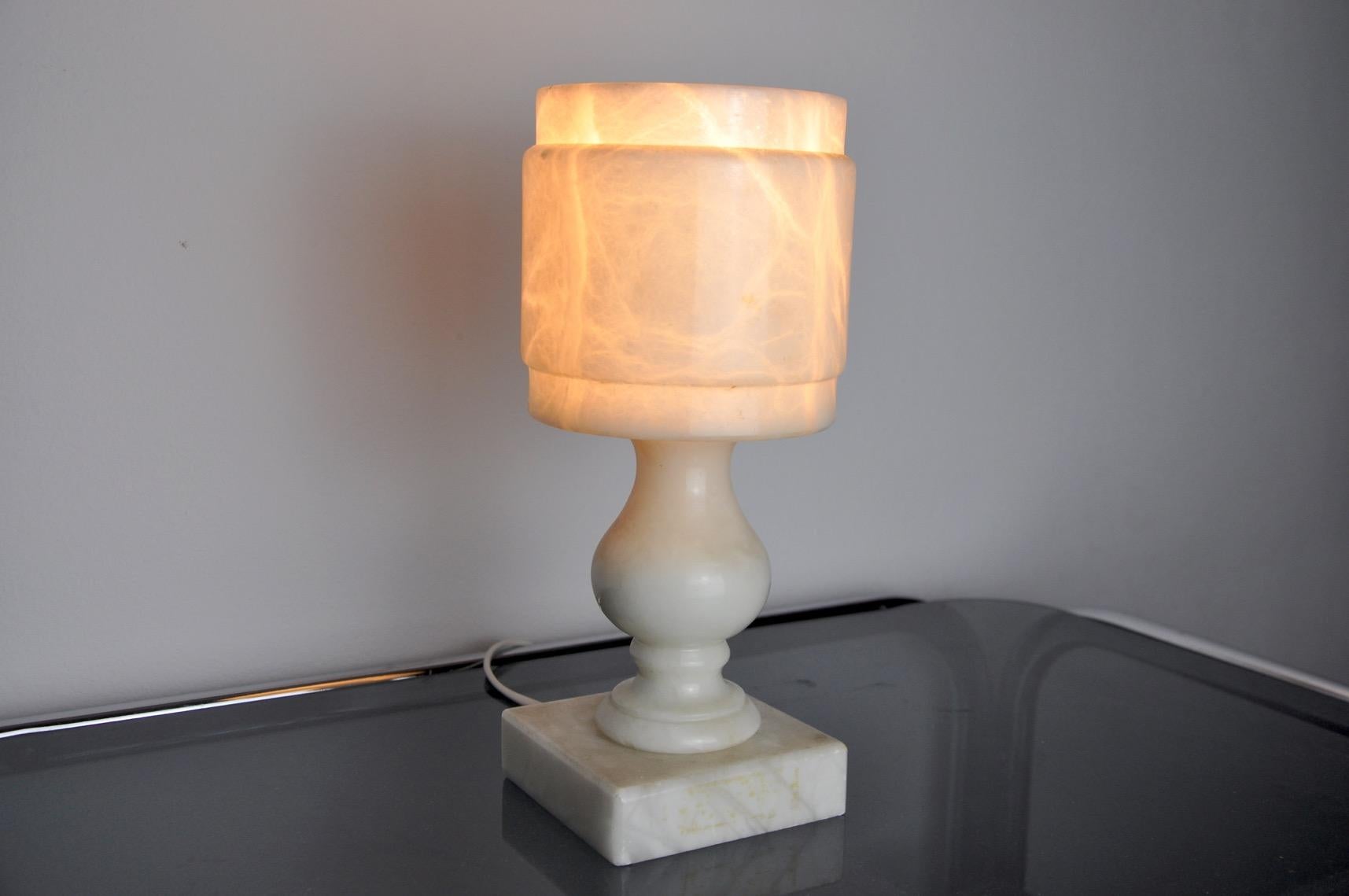 Stone Alabaster Table Lamp Spain 1970 For Sale