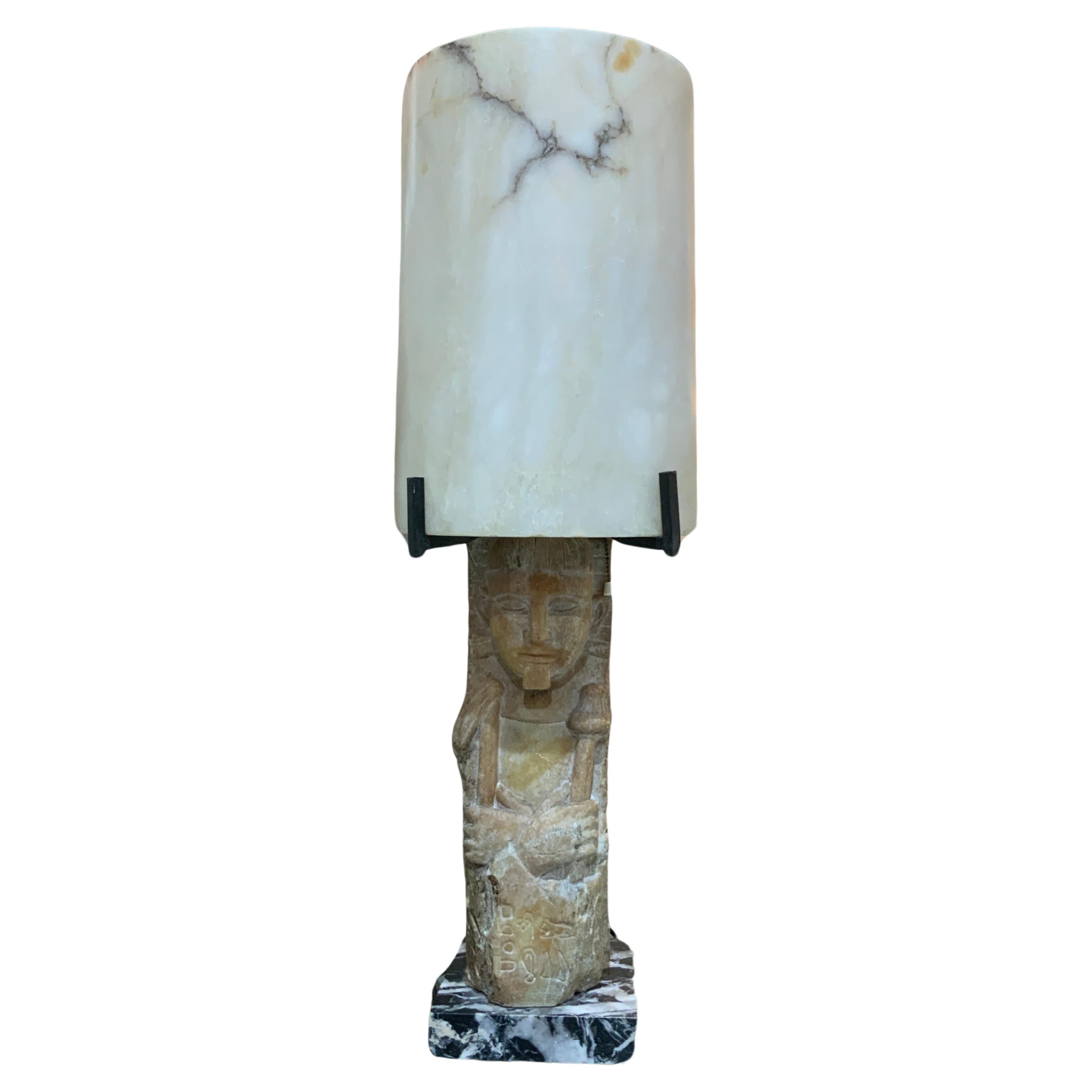 Alabaster Tischlampe Spanien um 1970 im Angebot