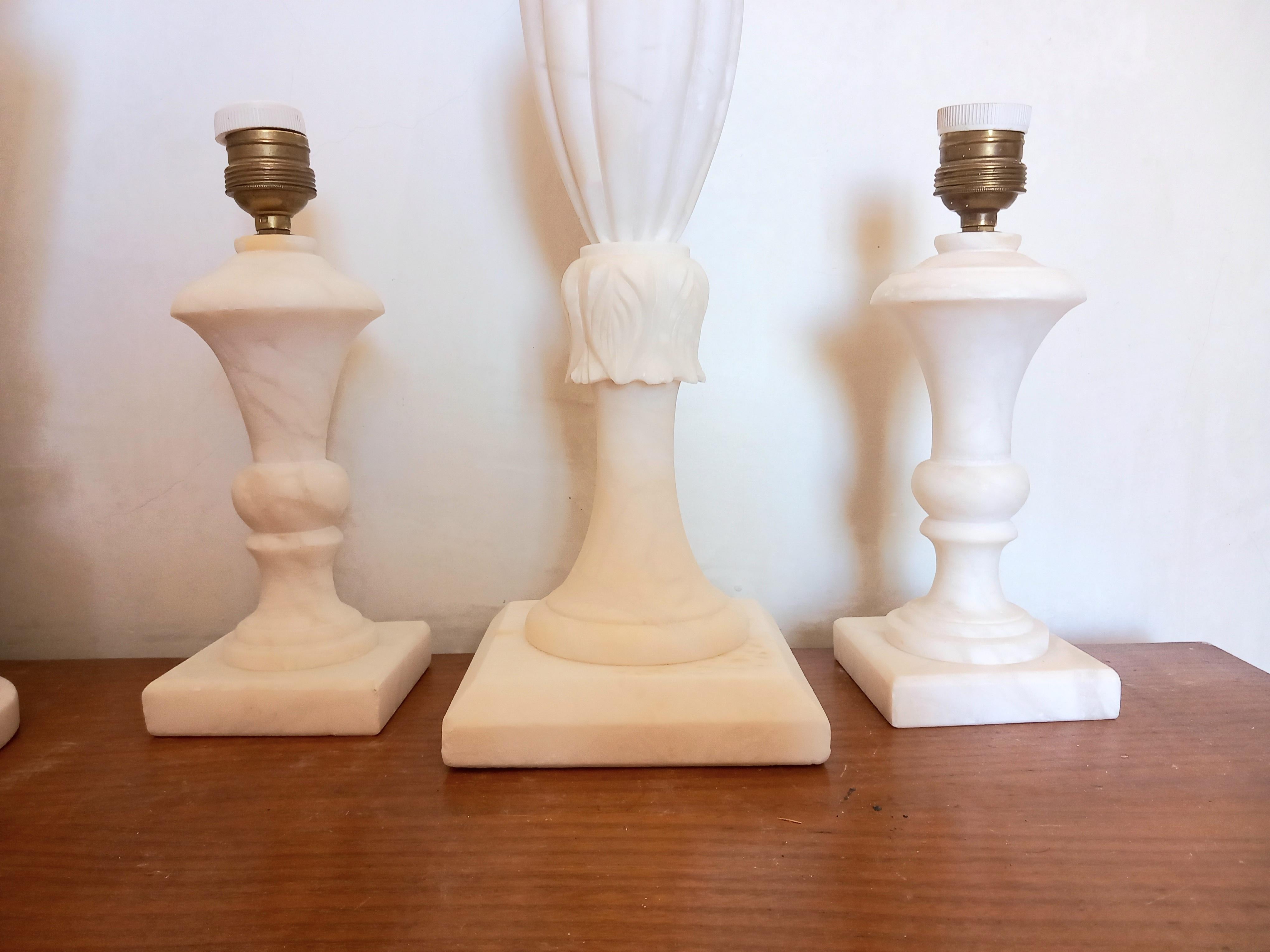 Lampe de table en albâtre blanc en vente 3