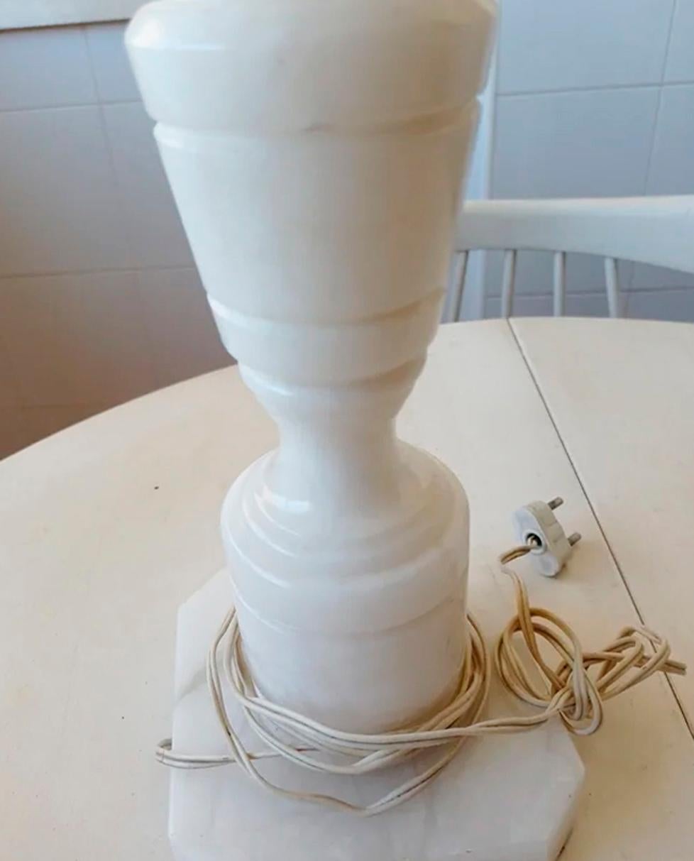 20th Century Alabaster Table Lamp White Color Spain, 40s-50s For Sale