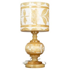 Tischlampe aus Alabaster mit Blumenschmuck aus den 1980er Jahren
