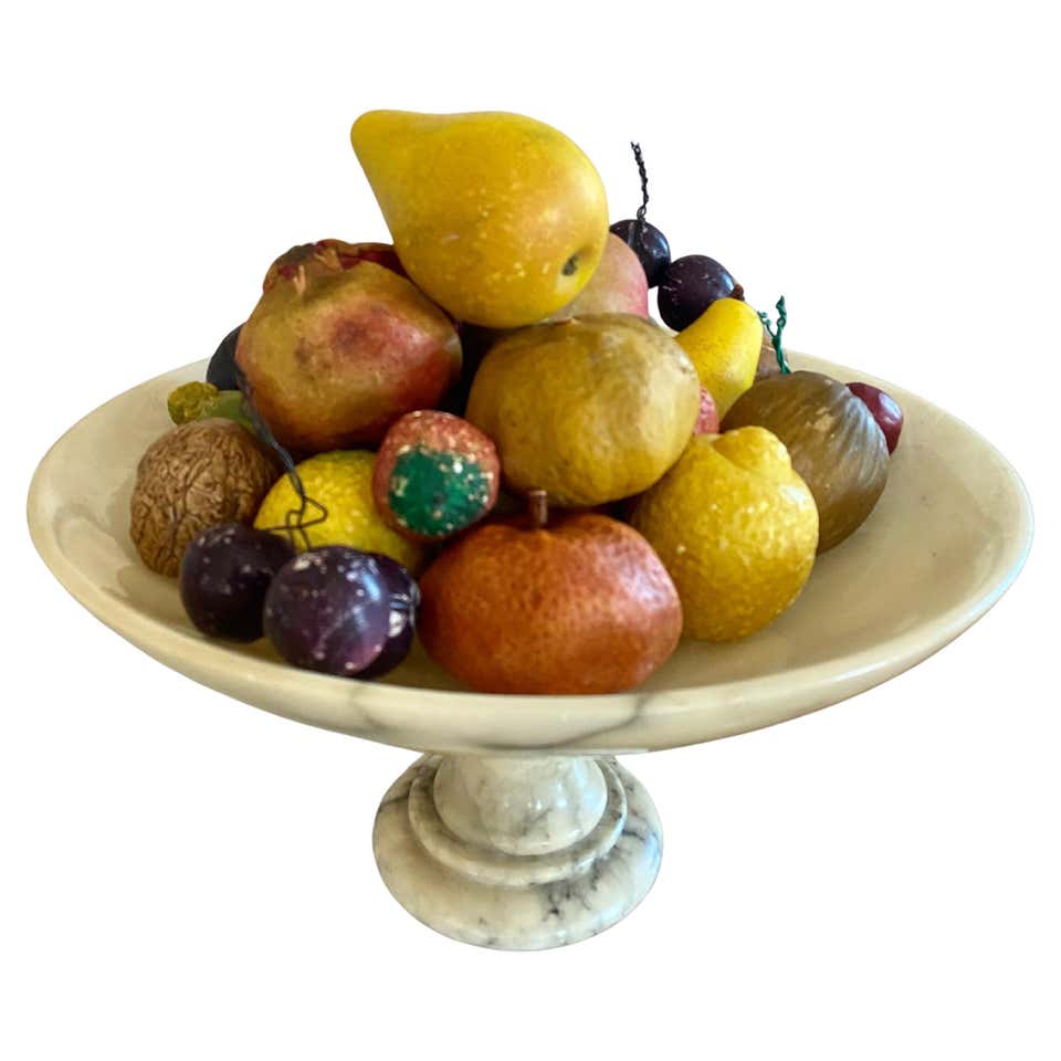 Alabaster Stone Carved Four Piece Assortment of Fruit Shaped Objects ...